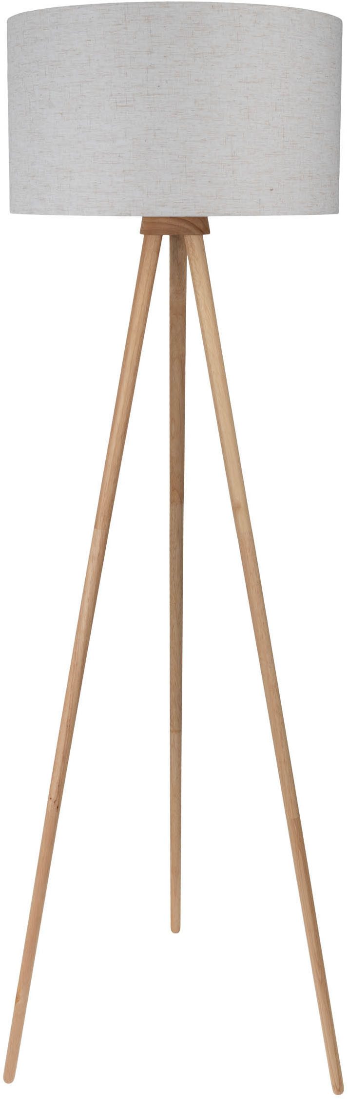 OTTO home Stehlampe Torell - Dreibein Stehleuchte, ohne Leuchtmittel, Textil, Dreibein Holz, E27, Kabel 300cm, Leinen o. Cord, Textilschirm