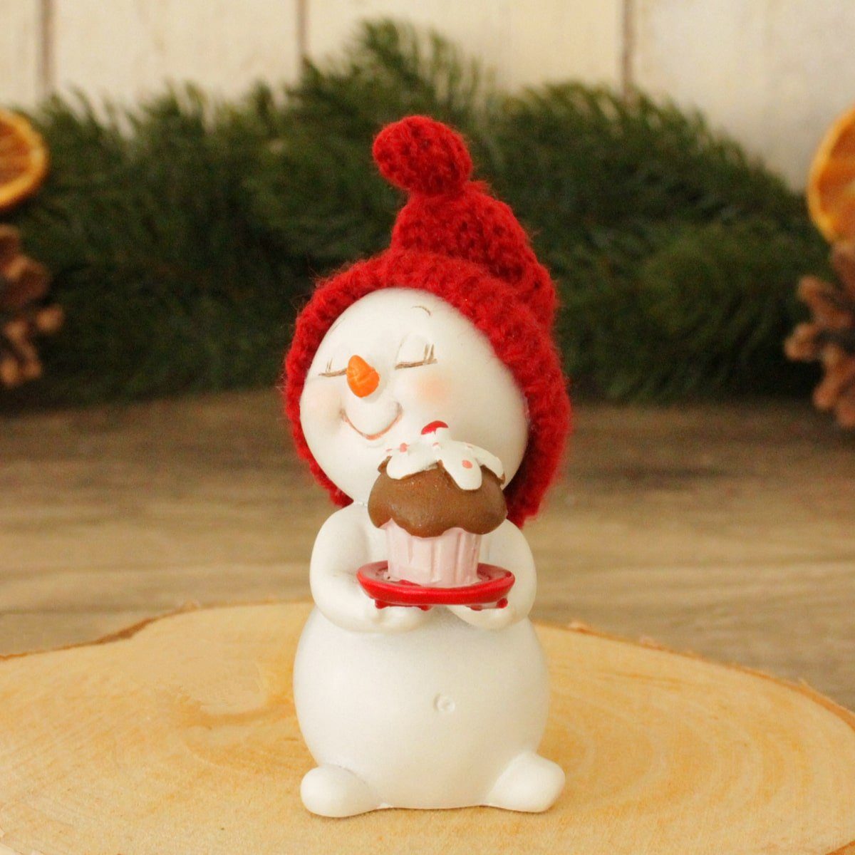 matches21 HOME & HOBBY Dekofigur Schneemann rote Mützen 4er Set 7 cm (4 St) – Bild 5 von 5