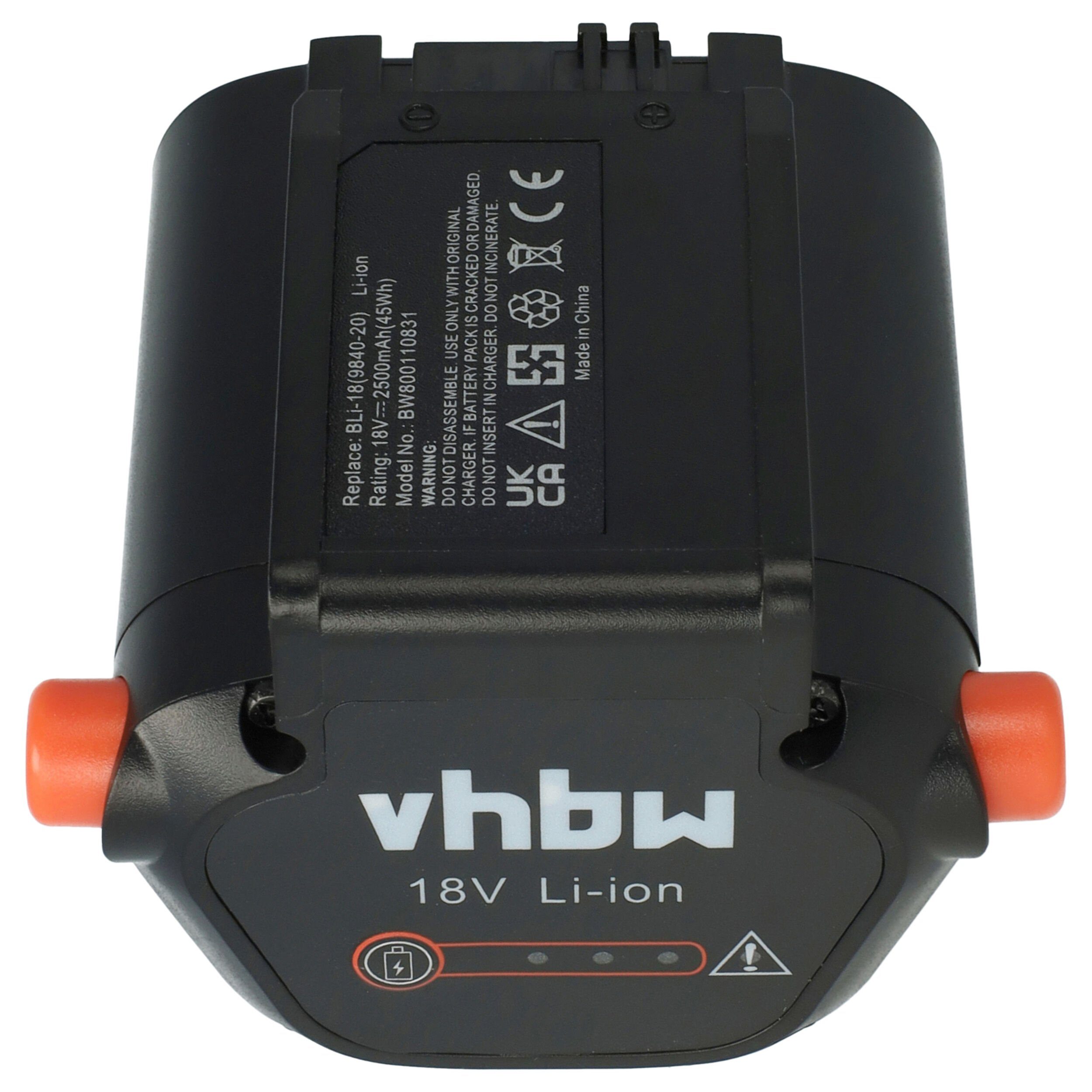 vhbw kompatibel mit Gardena EasyCut Li-18/23 (9824-42) Akku Li-Ion 2500 mAh (18 V)