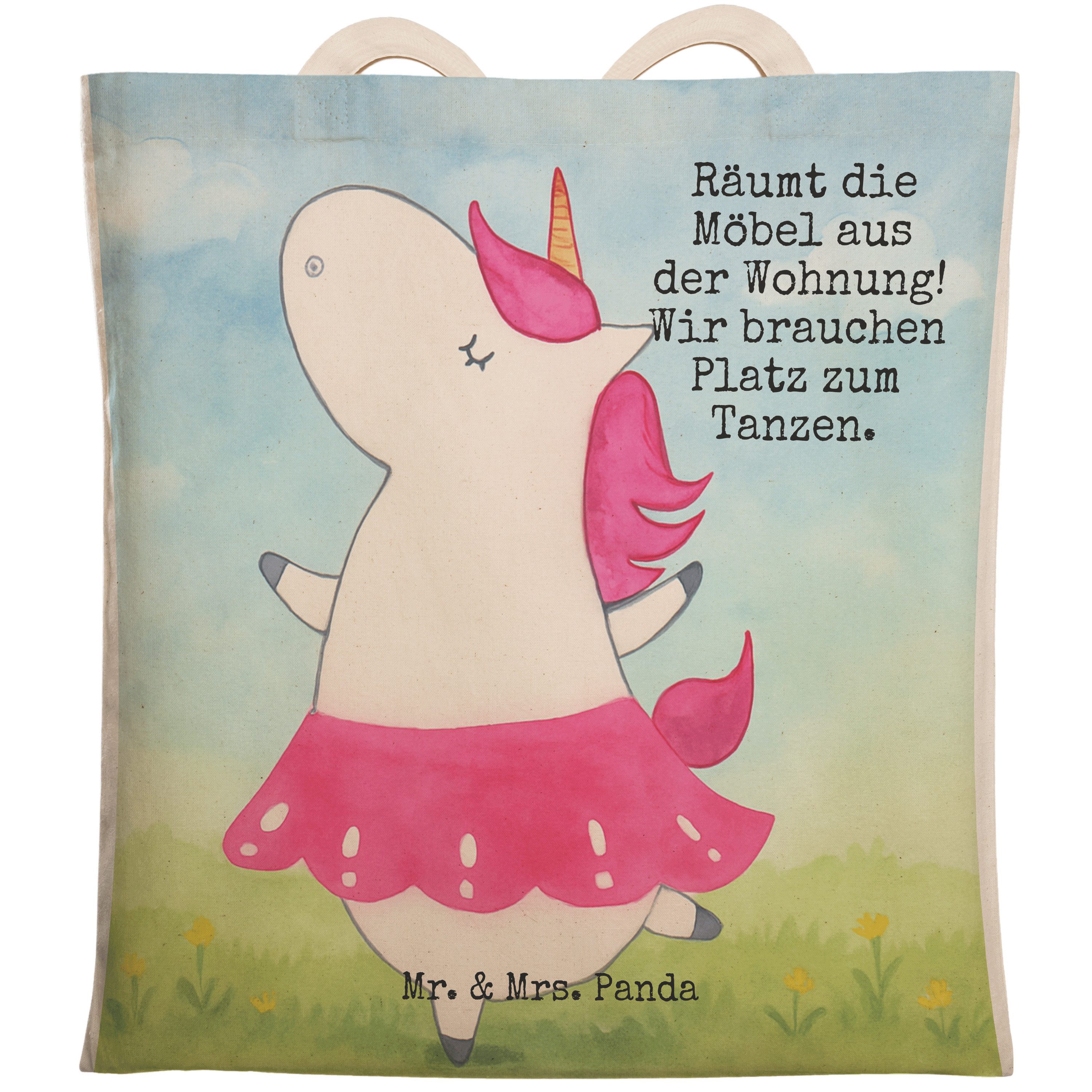 Tragetasche Einhorn Ballerina Design, Tote Bag, Weiß, Stofftragetasche, Einkaufst