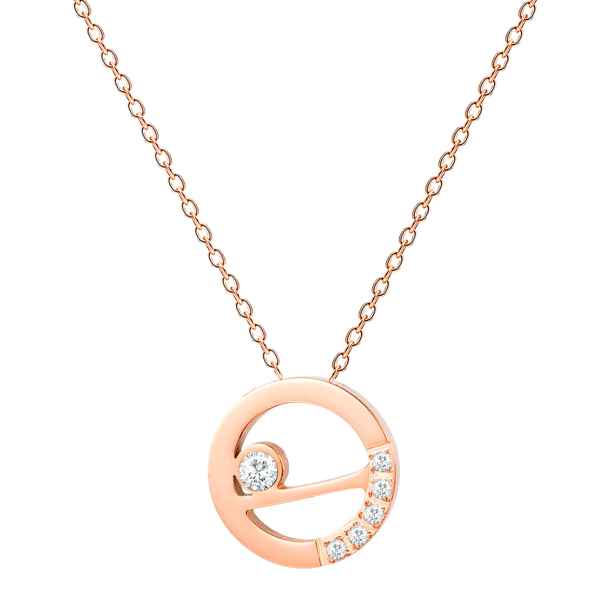 Kette mit Anhänger 750 Roségold vergoldet Edelstahl Halskette Ring Anhänger Zirkonia