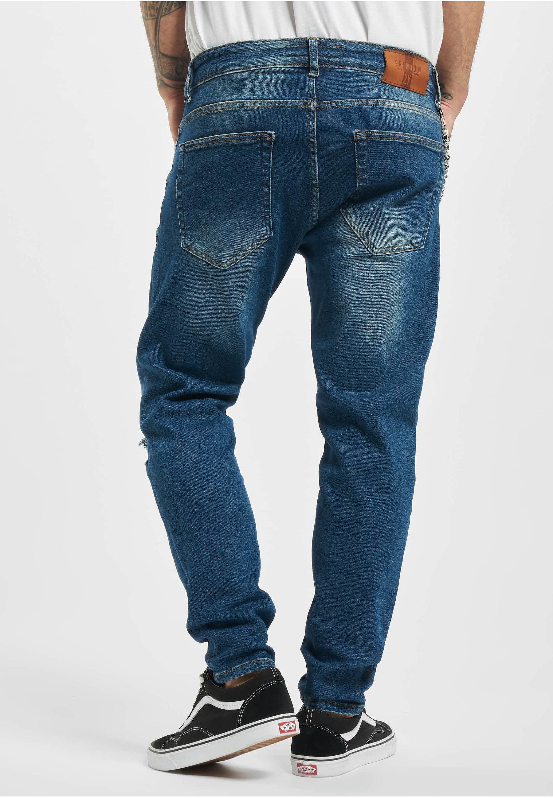 2Y Premium Bequeme Jeans 2Y Premium Herren 2Y Destroyed Tapered Denim (1-tlg)