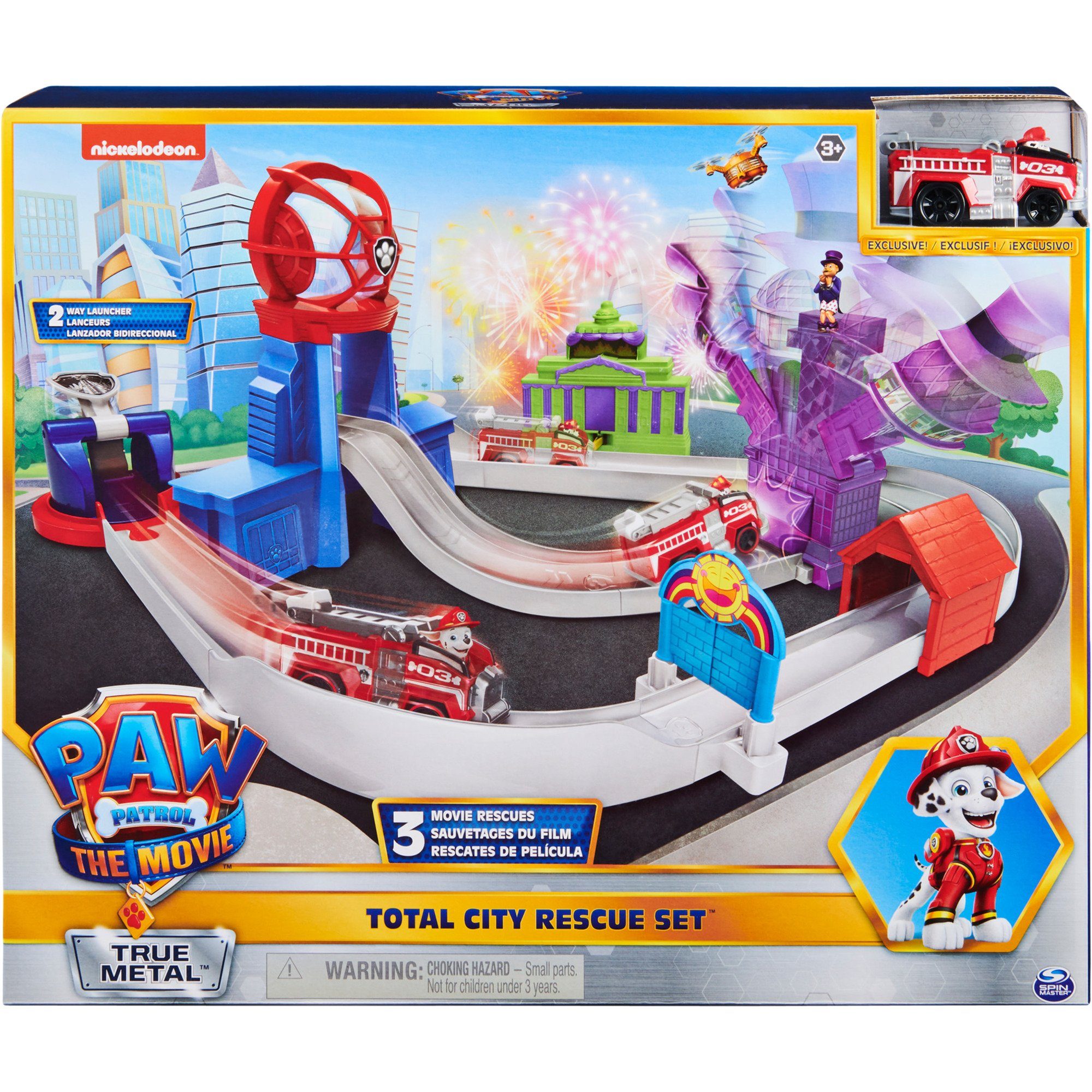 Spin Master Spielzeug-Auto Paw Patrol, True Metal Total City Rescue Movie Rennstrecken-Set