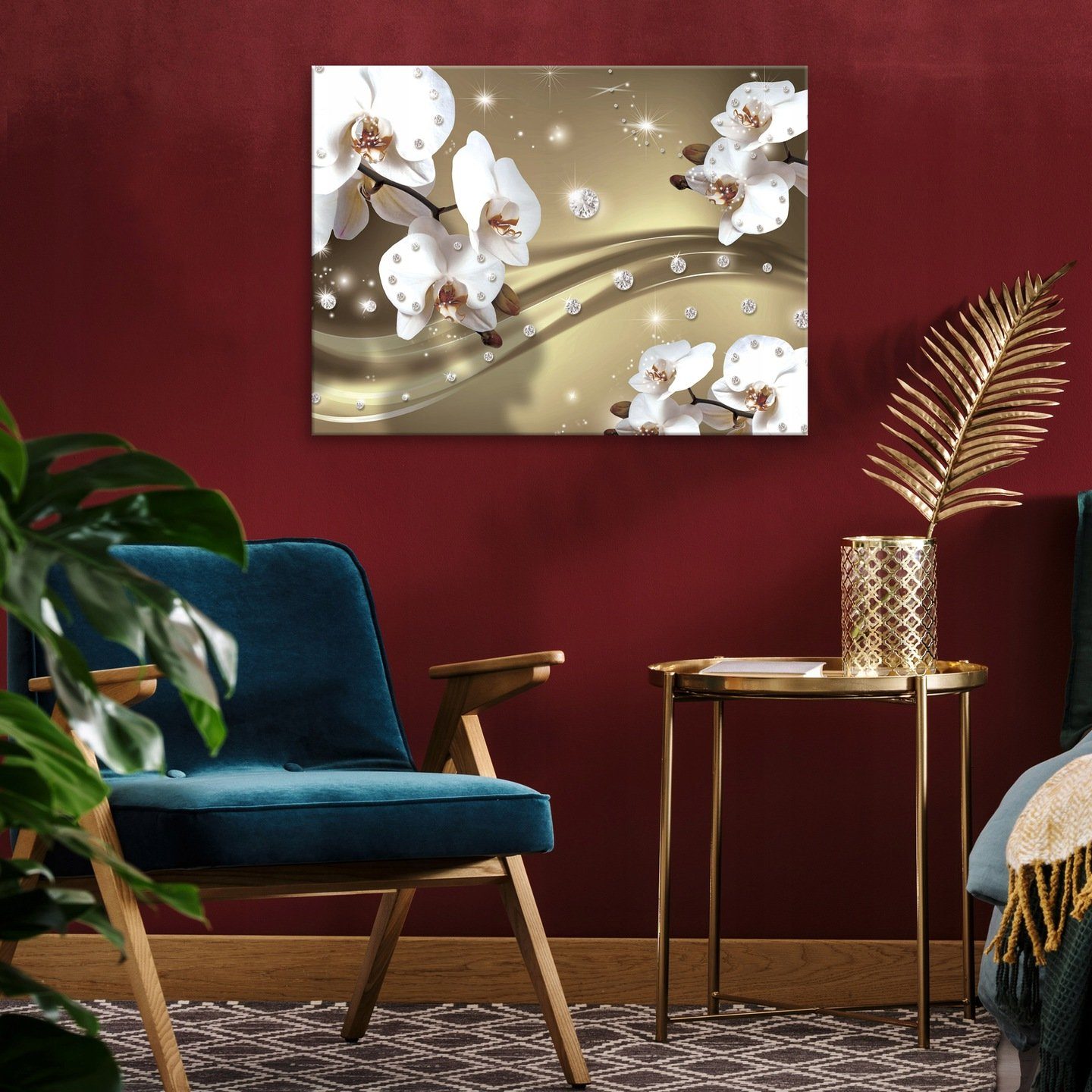 Wallarena Leinwandbild Blumen Abstrakt Orchidee Beige günstig online kaufen