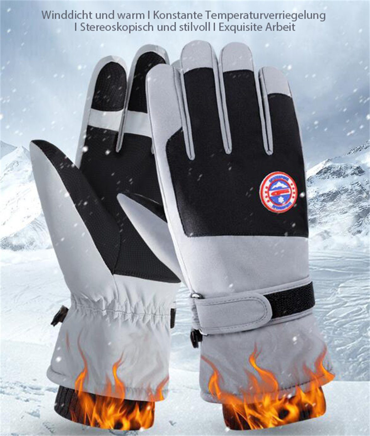 Discaver Fahrradhandschuhe für grau Warme, Herren und kältebeständige, wind- verdickte Handschuhe