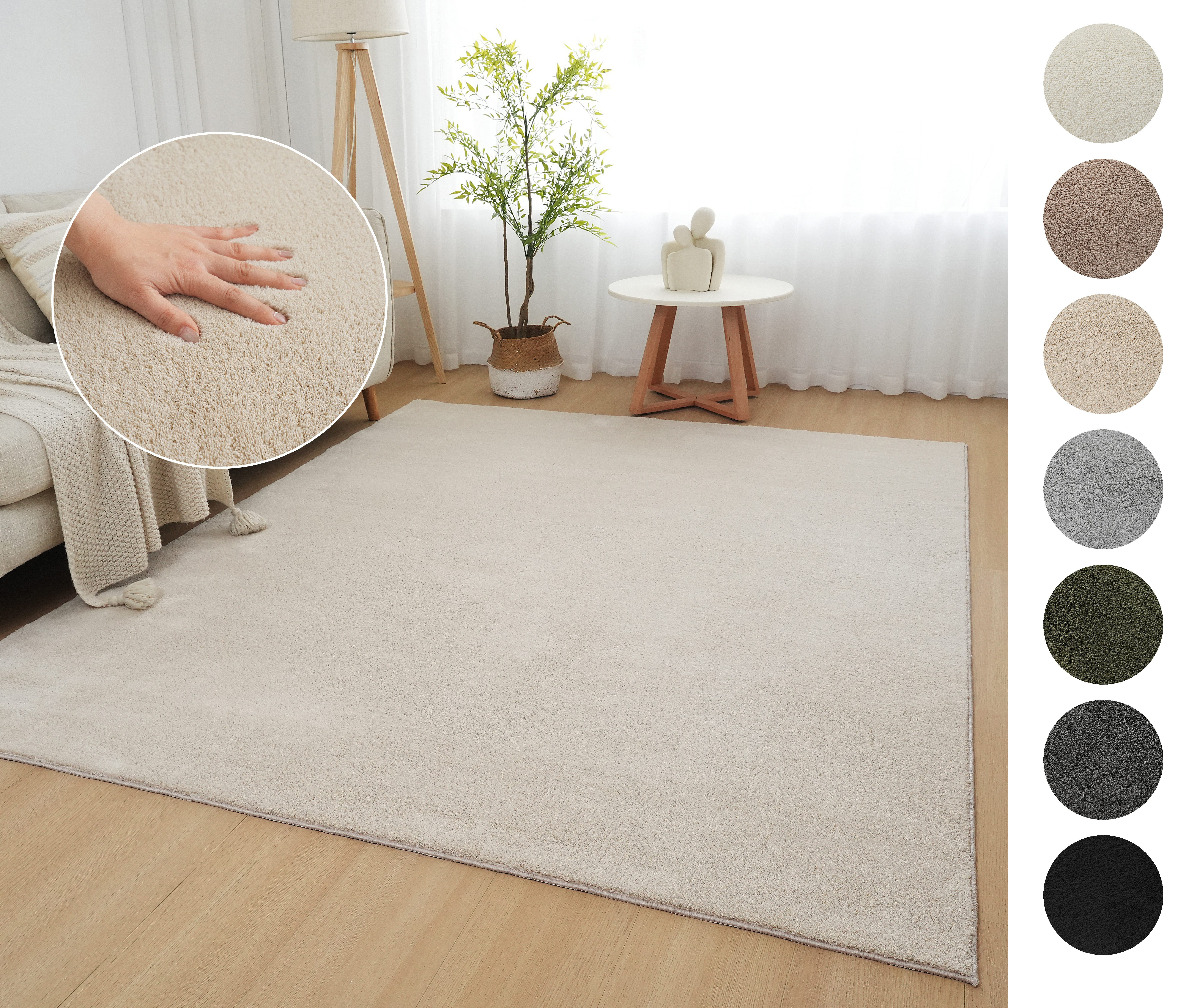 OTTO home Teppich Cali, in Standard- und Premium-Qualität, 13 mm oder 16 mm Höhe, rechteckig, Uni-Farben, kuschelig, & weich, waschbar, Wohnzimmer, Schlafzimmer
