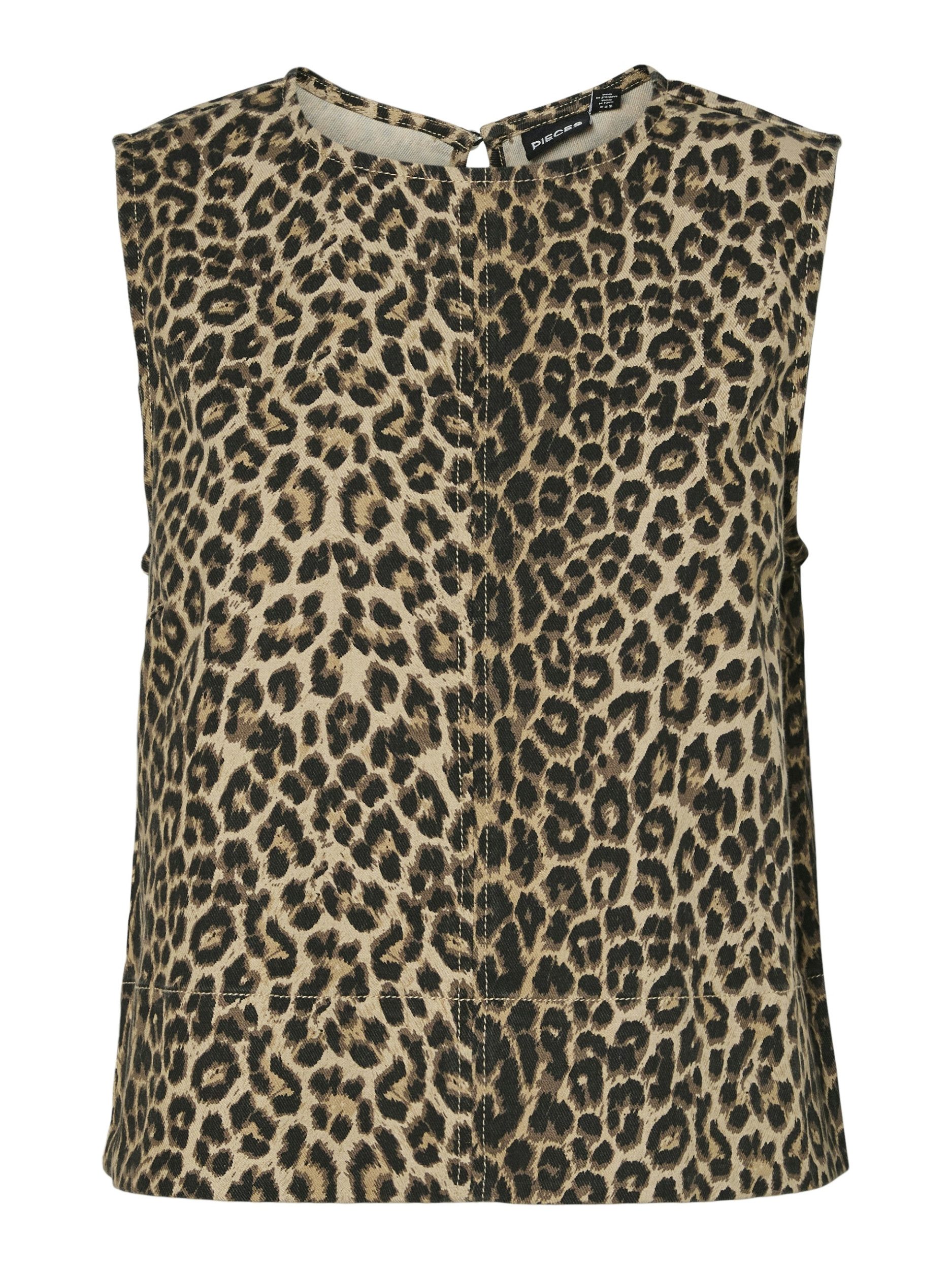 pieces T-Shirt PCSALUME SL DENIM TOP, White Pepper/Leo