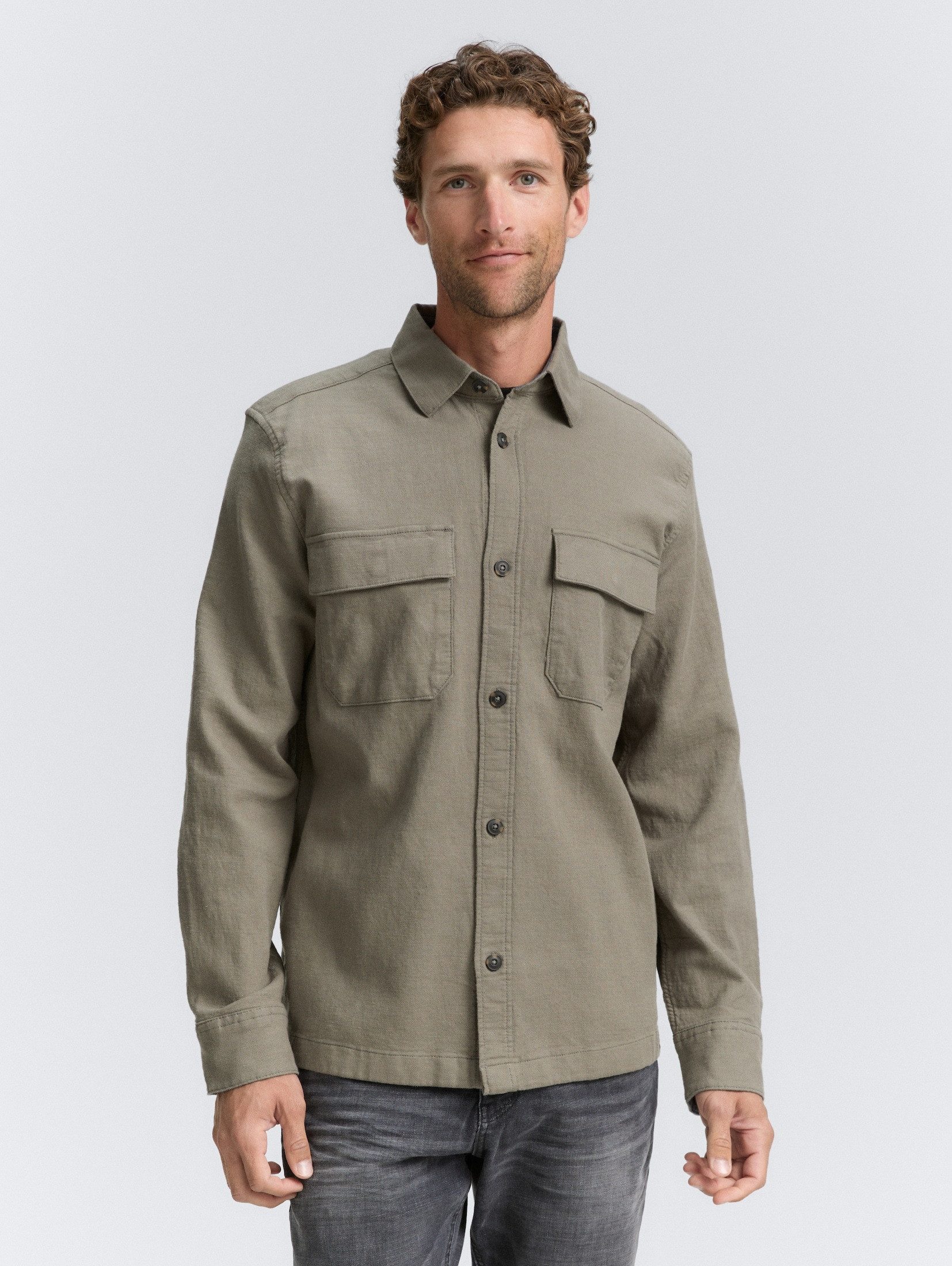Langarmhemd Overshirt Hemd mit Brusttaschen