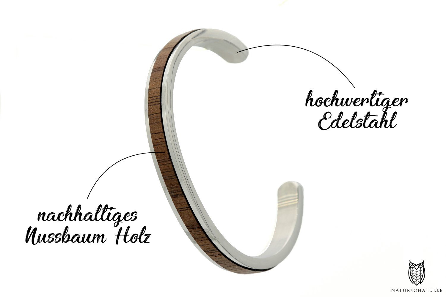 NaturSchatulle Armreif Shine (Holzschmuck), Silber, Rosegold, Armband, Damen, Frauen, Armschmuck, Accessories