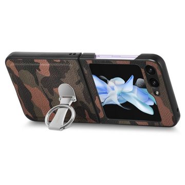 Wigento Handyhülle Für Samsung Galaxy Z Flip5 5G Camouflage Schutzhülle mit Ringhalter