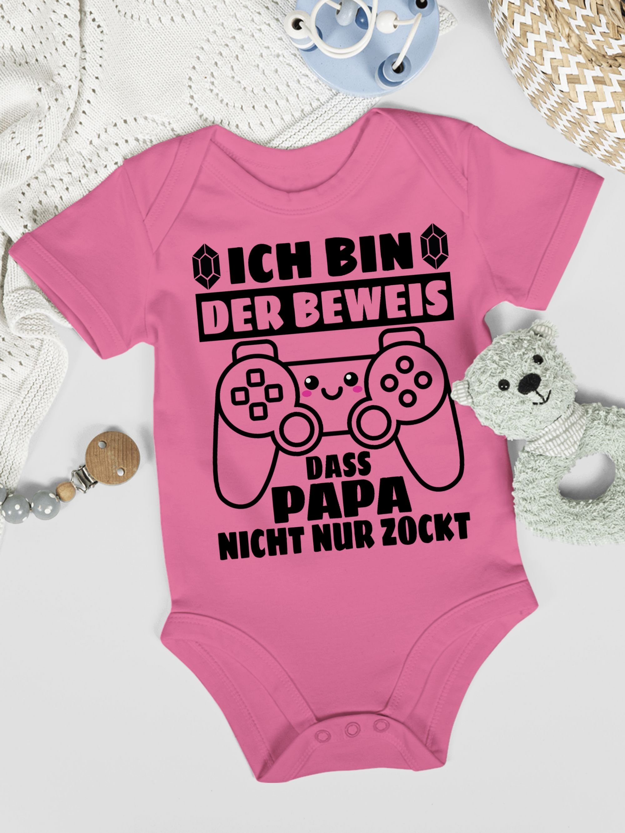 der Baby 3 Shirtracer nur Beweis Vatertag zockt Pink nicht Geschenk Ich - Controller mit Shirtbody bin Papa schwarz das