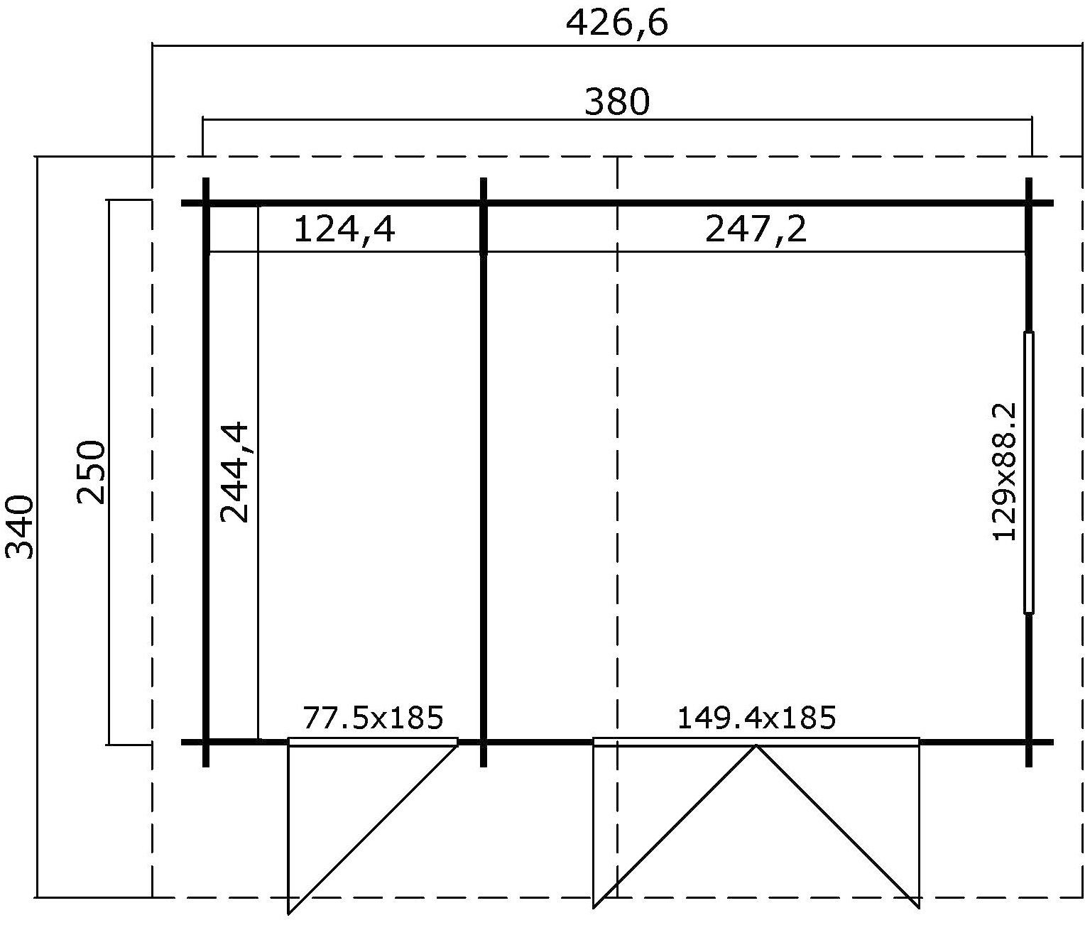 LASITA MAJA Gartenhaus Keila cm, 400x450 Fundamentmass BxT: (Set), 3800x2500, 2-Raum, Schwedenrot 28, Blochbohlenhaus 28mm