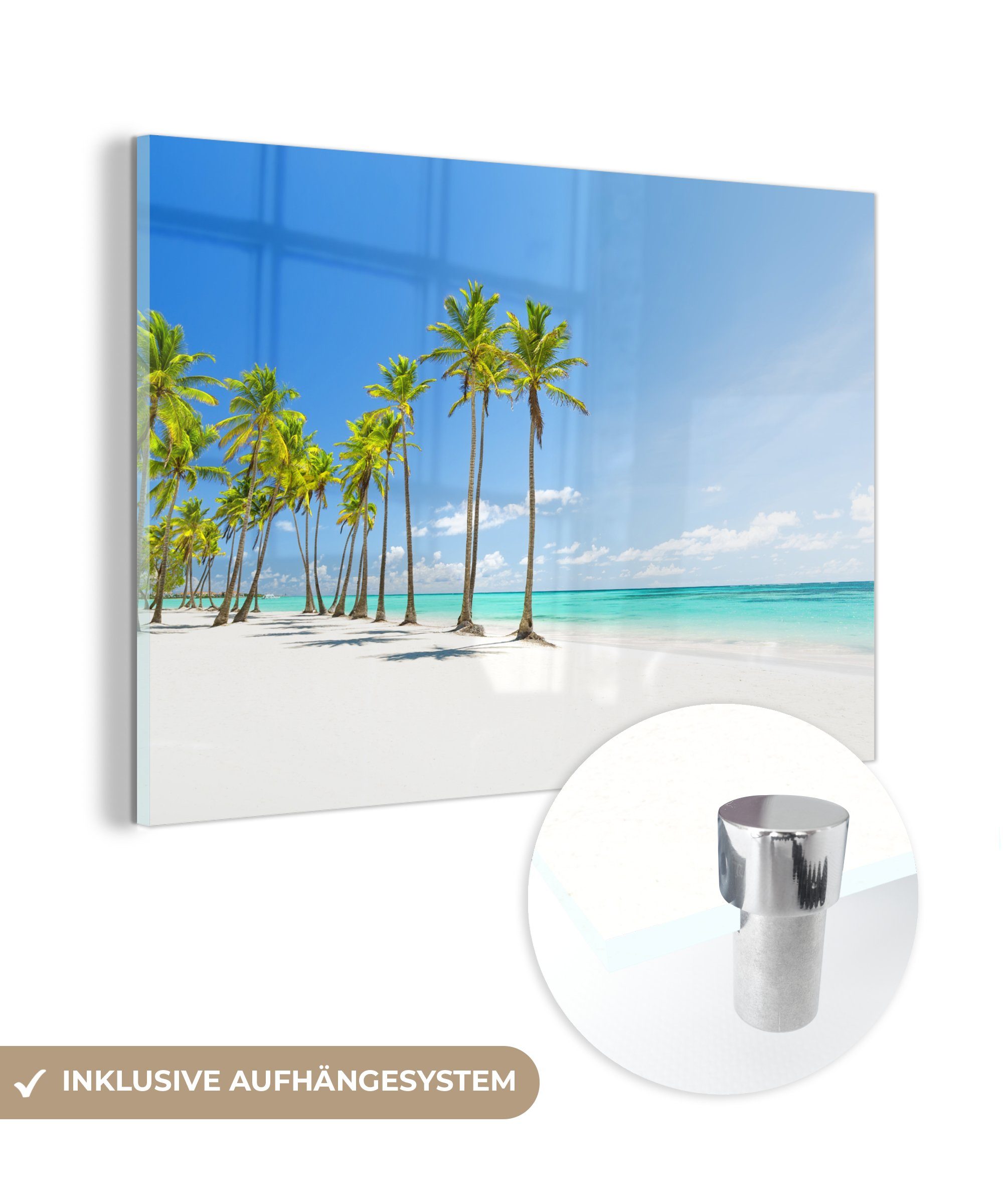 MuchoWow Acrylglasbild Tropisch - Strand - Palme, (1 St), Acrylglasbilder Wohnzimmer & Schlafzimmer