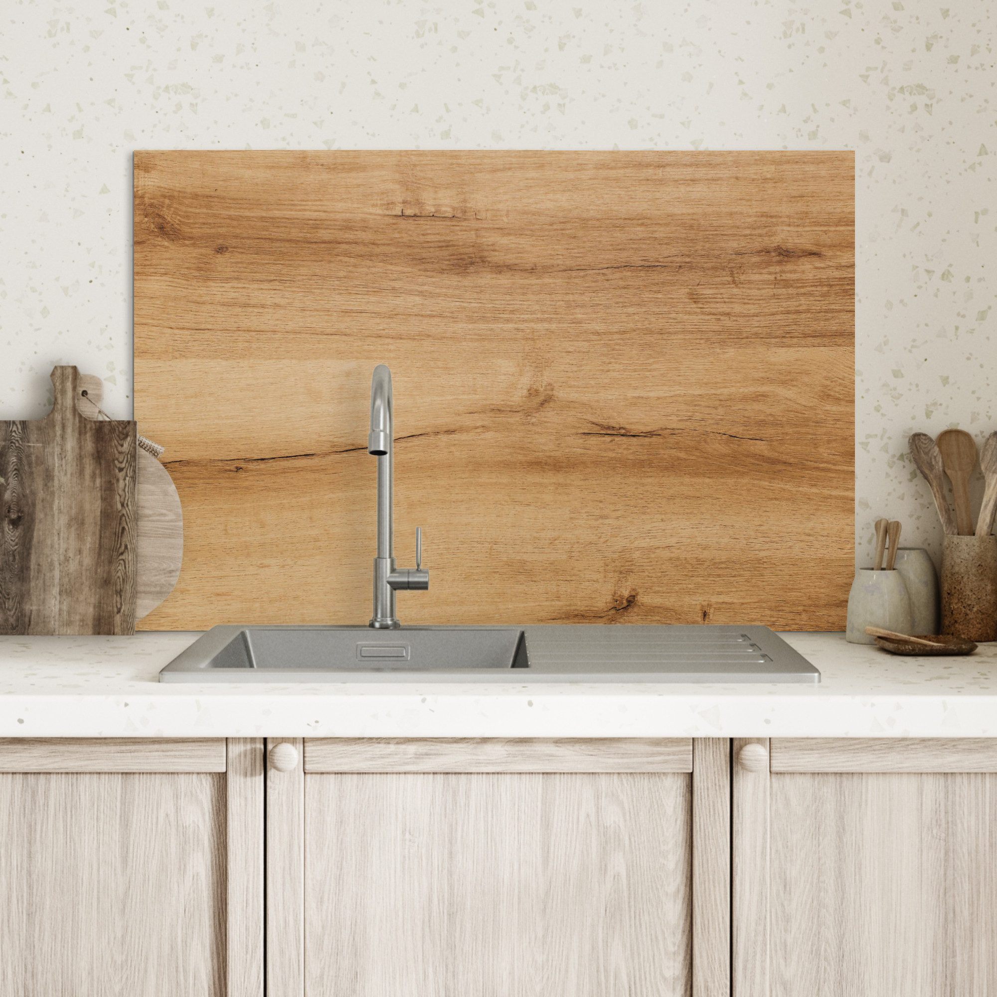 KitchenYeah Küchenrückwand Holzoptik/print - Braun - Holz, (1-tlg), Spritzschutz Küche, Küchendeko, 60x40 cm – Bild 4 von 5