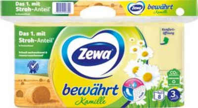 ZEWA Toilettenpapier Zewa bewährt Toilettenpapier mit Strohanteil 3x 16 Rollen (1-St)