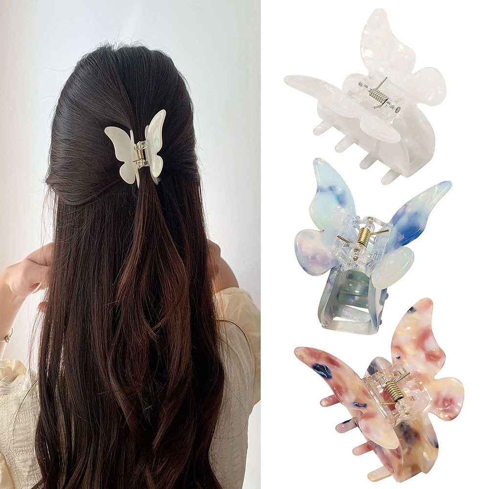 AFAZ New Trading UG Haarclip Schmetterling Damen Haarklammern Glitzer Butterfly Dünnes Haar Clips, 3-tlg.