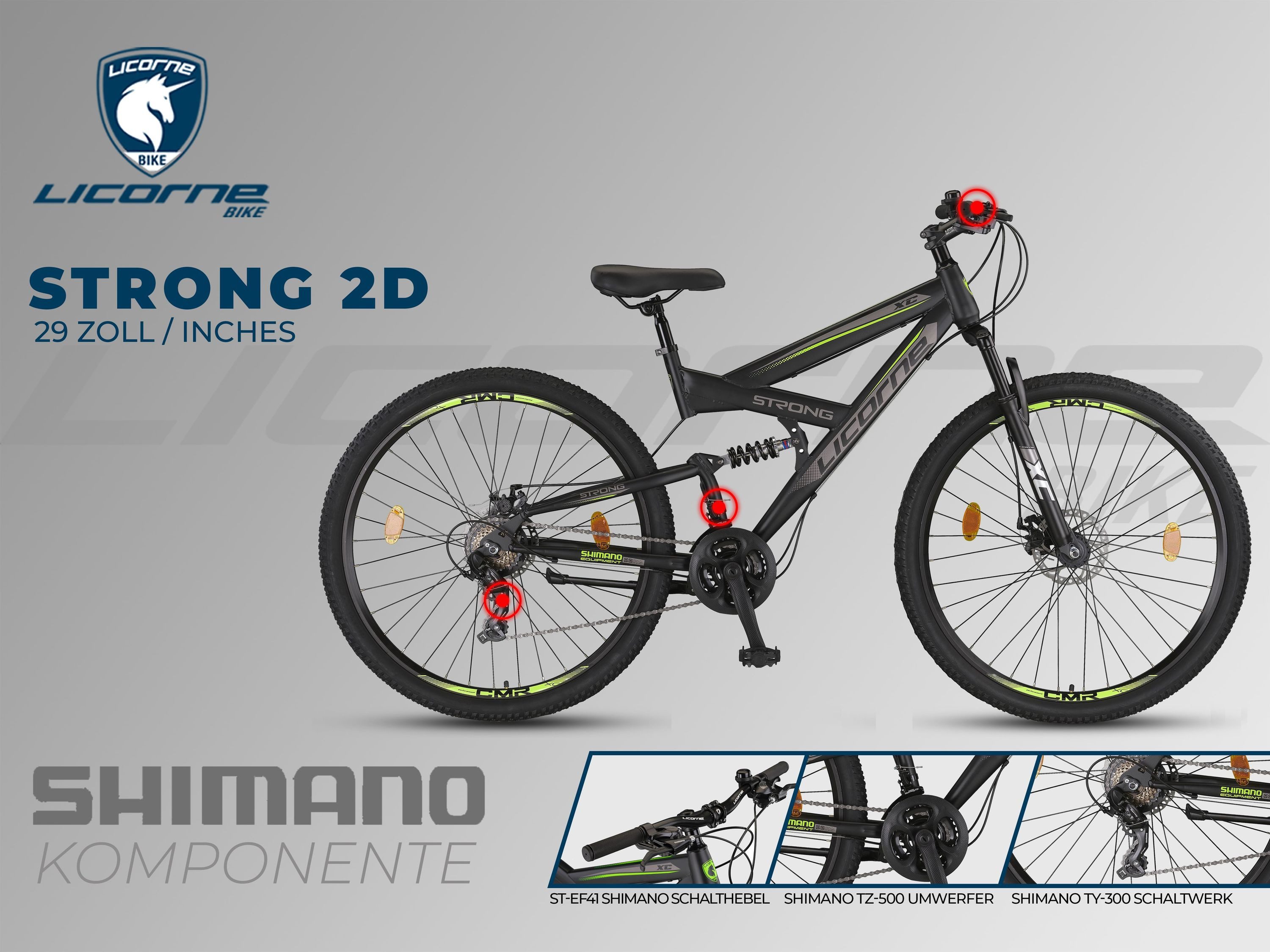 Thumbnail - Licorne Bike Mountainbike Licorne Bike Strong 2D Premium Mountainbike in 26, 27,5 und 29 Zoll