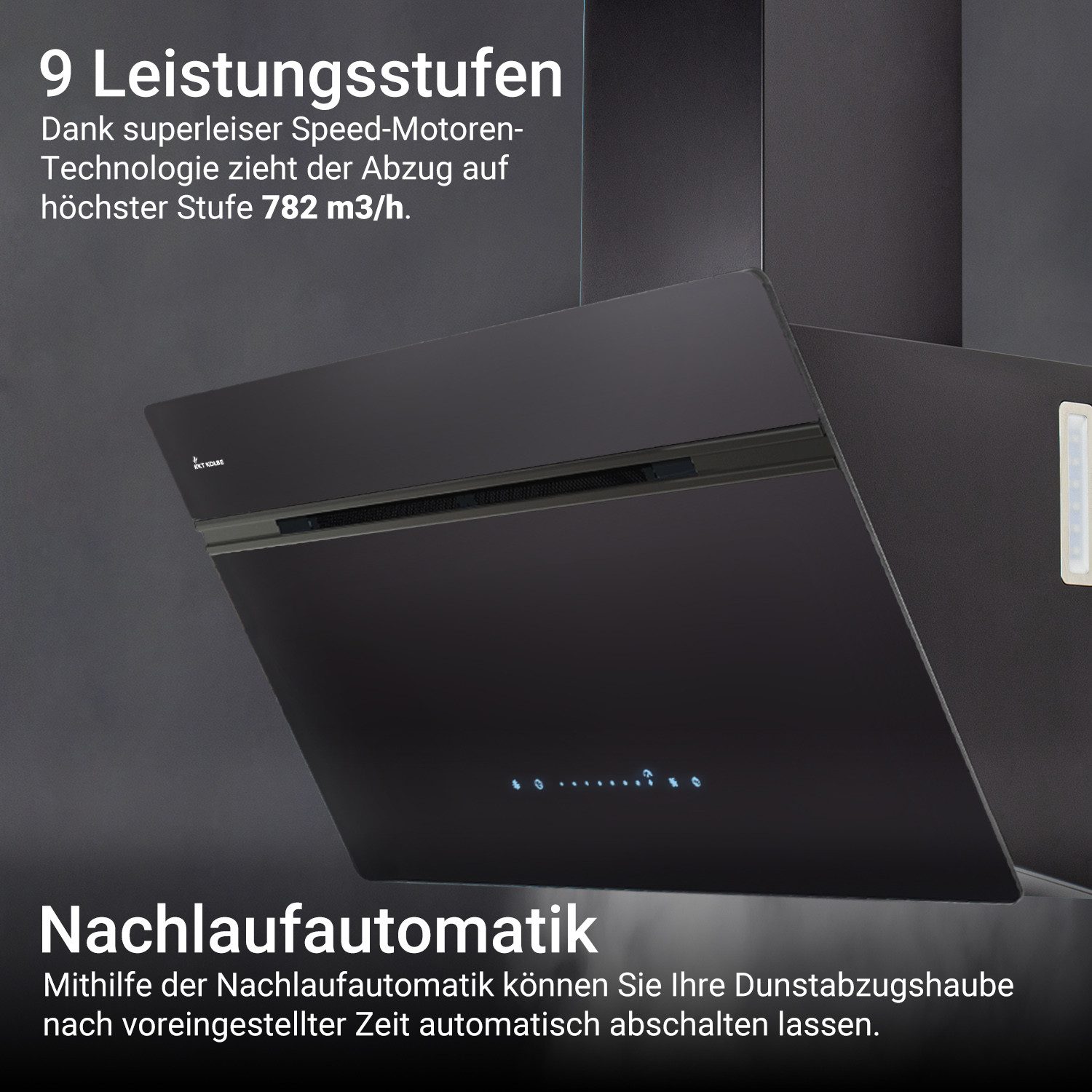 KKT KOLBE Wandhaube Dunstabzugshaube 80cm AURORA8005FB RGBW Ambientebeleuchtung Kopffreihaube / Umluft / Abluft / Smarte WiFi-App / Schwarz / Glas – Bild 5 von 5