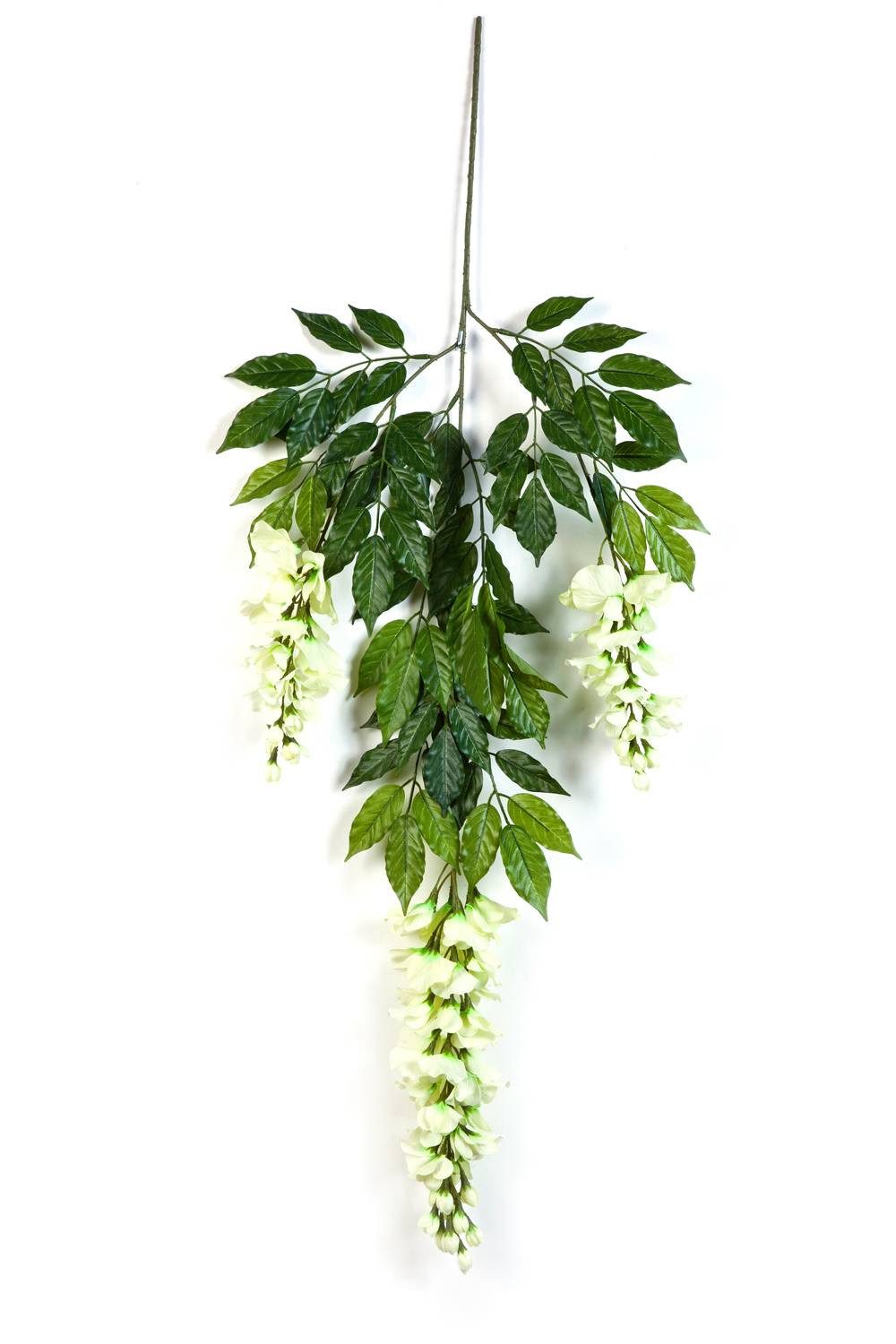 Kunstzweig Deko Blauregenzweig, 80 Blätter, 3 Blütenrispen, Creme, Deluxe, 85cm Blauregen, artplants, Höhe 85.0 cm