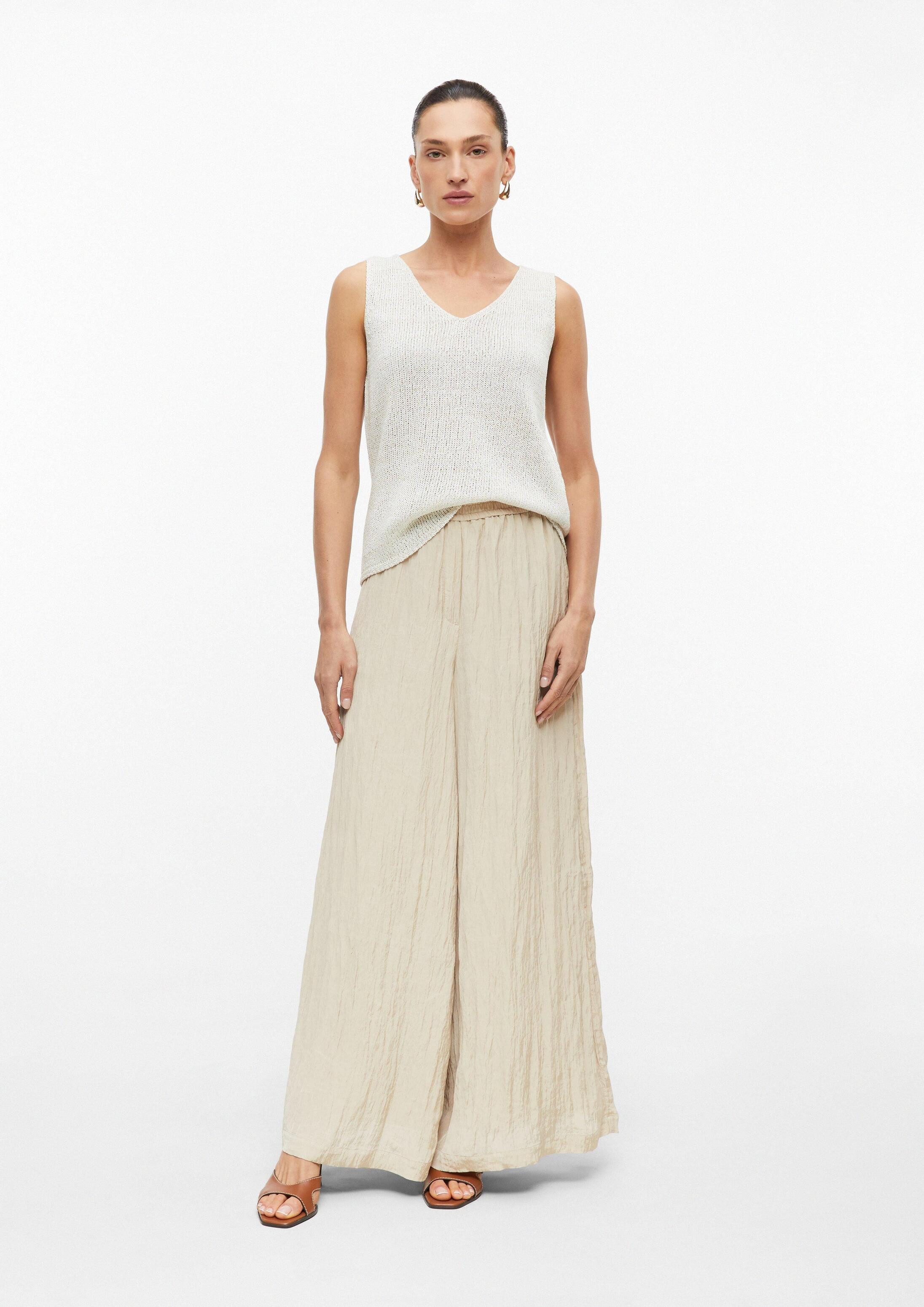 s.Oliver Chinos Hose Schimmernde High-Rise-Hose mit extra-weitem Bein