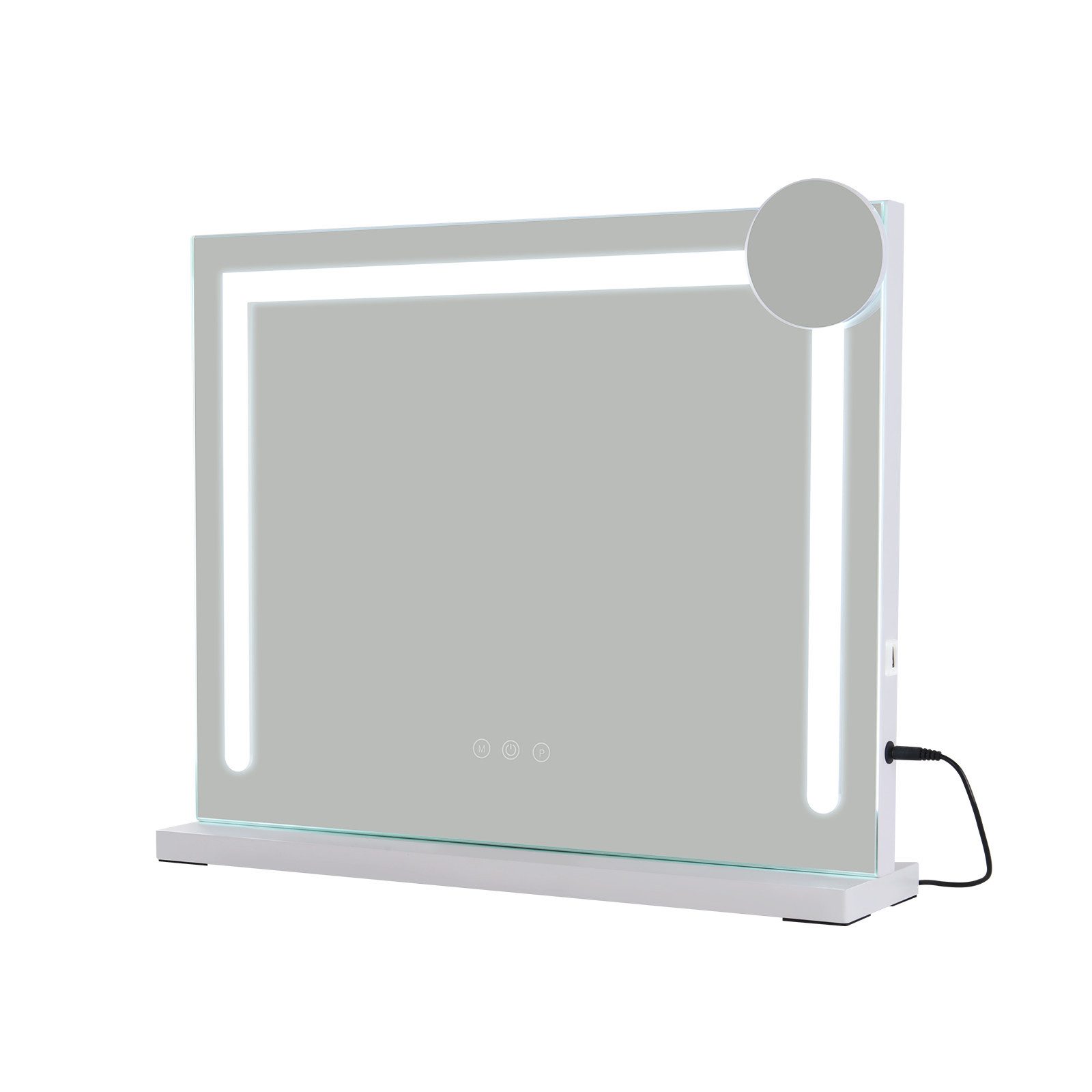ZMH Schminkspiegel mit Beleuchtung, Hollywood Kosmetikspiegel 50x40 cm, 3 Lichtfarben dimmbar, Touch, 5-fache Vergrößerung, USB