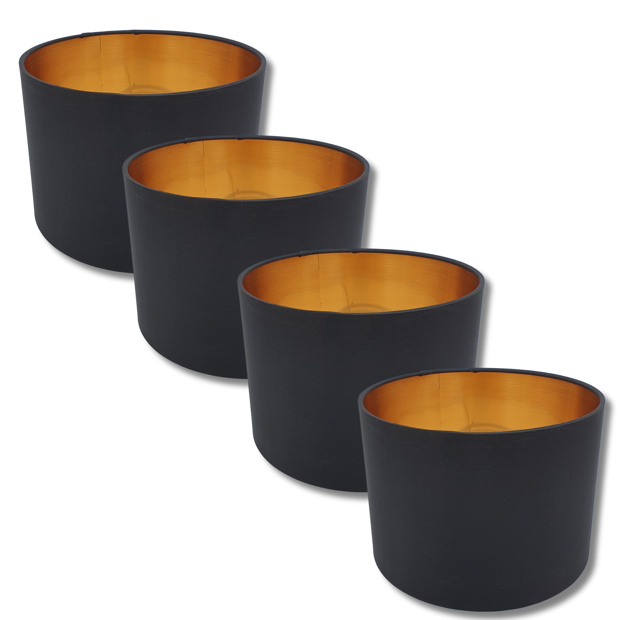 Lichthandel Hoch Лампыschirm Schwarz Gold Rund Retro Vintage Stofflampenschirm E27, Leuchtenschirm Textilschirm Ersatzschirm Tischlampe Pendelleuchte