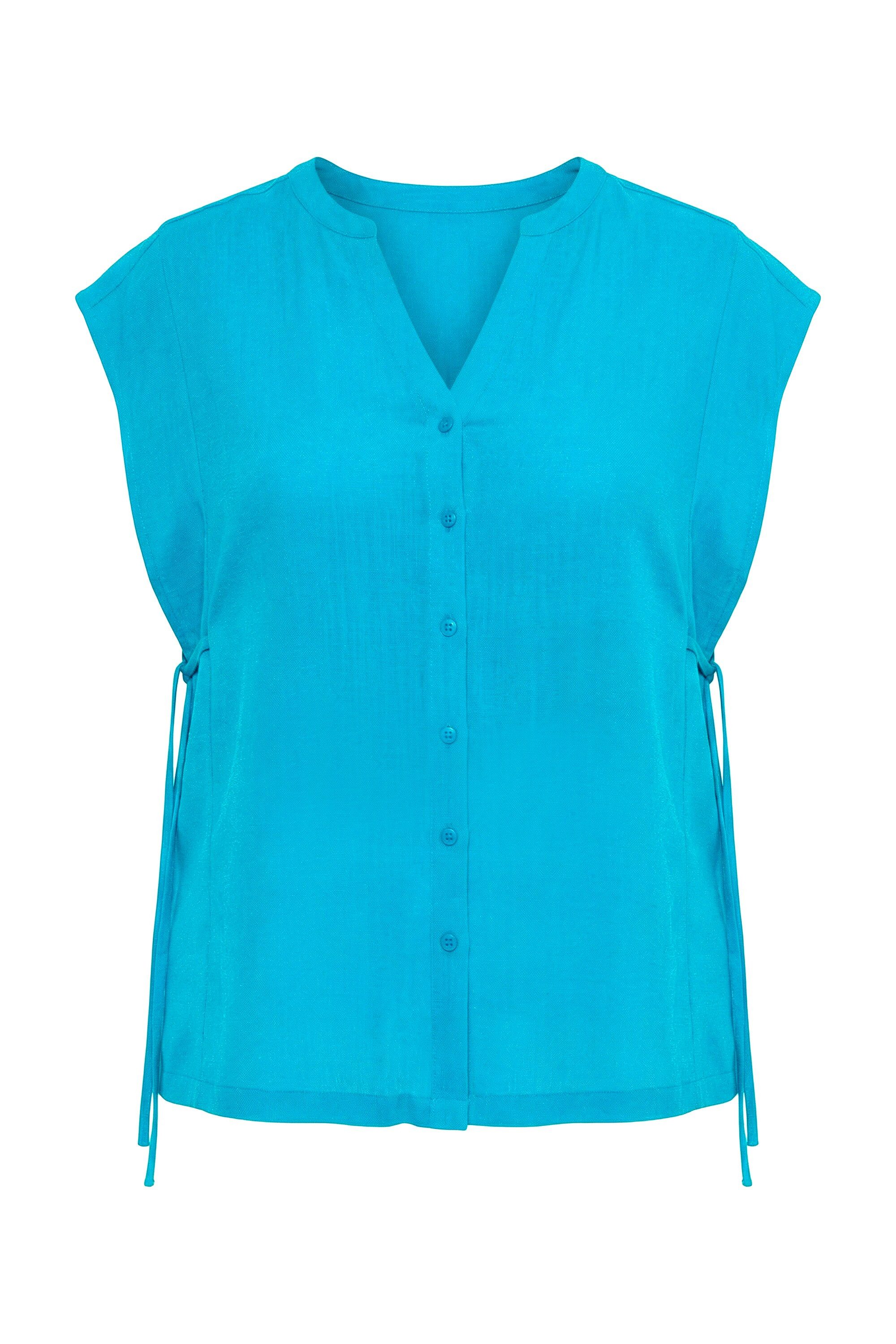 Ulla Popken Longbluse Bluse Bindeband Oversized Tunika-Ausschnitt