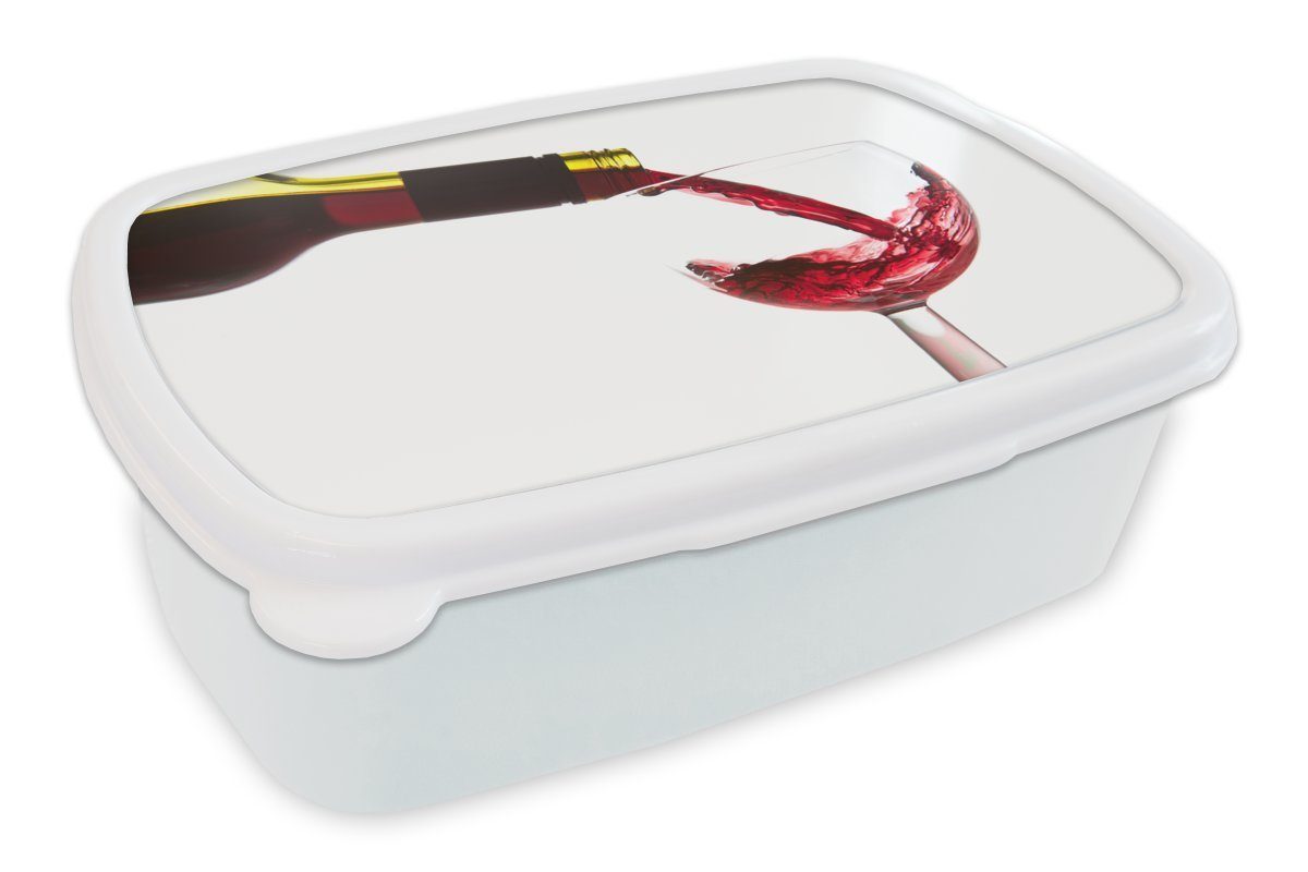 Brotbox Jungs und und Kinder Kunststoff, (2-tlg), weiß Brotdose, für in Lunchbox gegossen, Rotwein Weinglas MuchoWow für Erwachsene, Mädchen ein