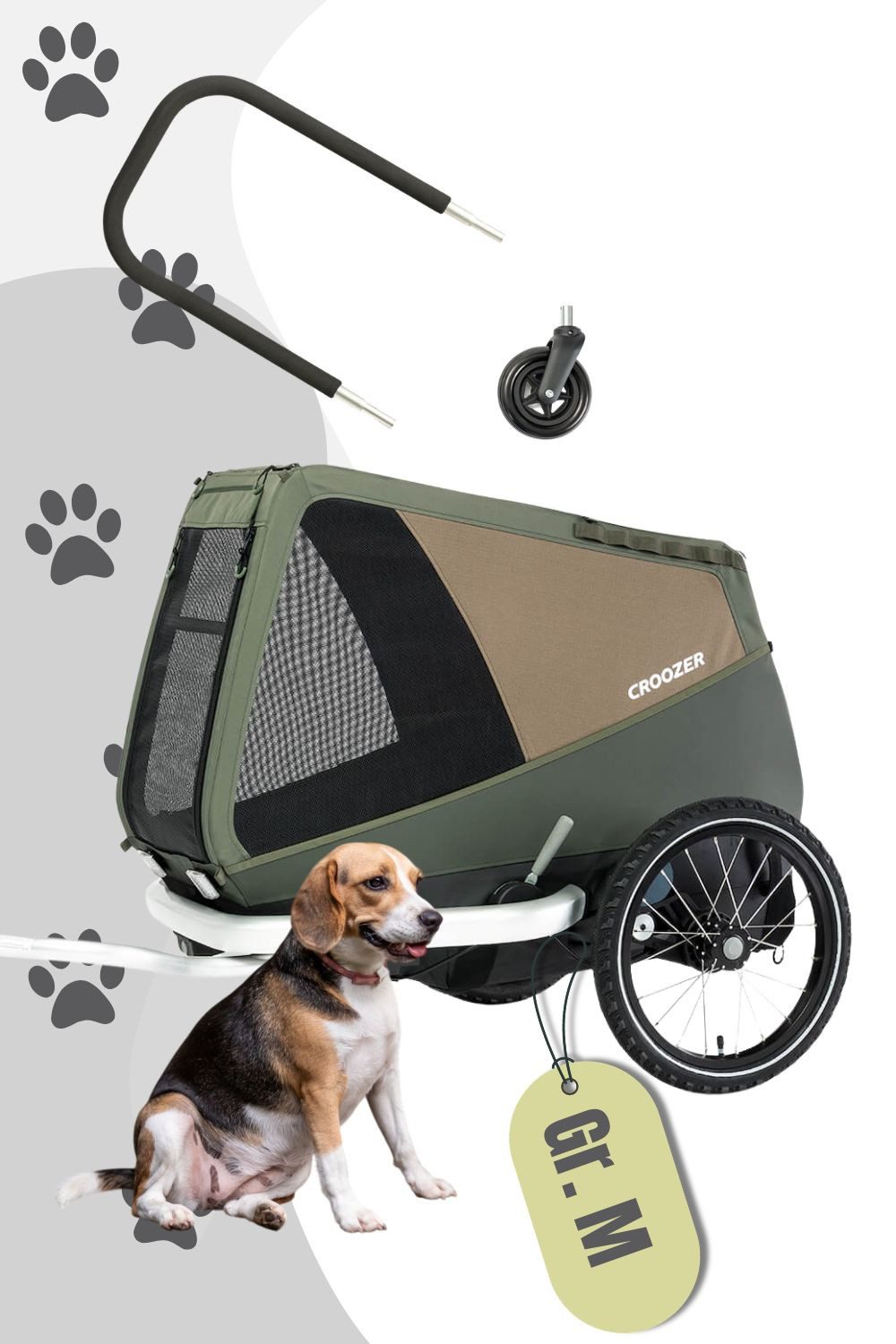 Croozer Fahrradhundeanhänger Dog Enna Go Bundle (inkl. Buggyset), Bundle mit Buggyset für Transport & Spaziergänge