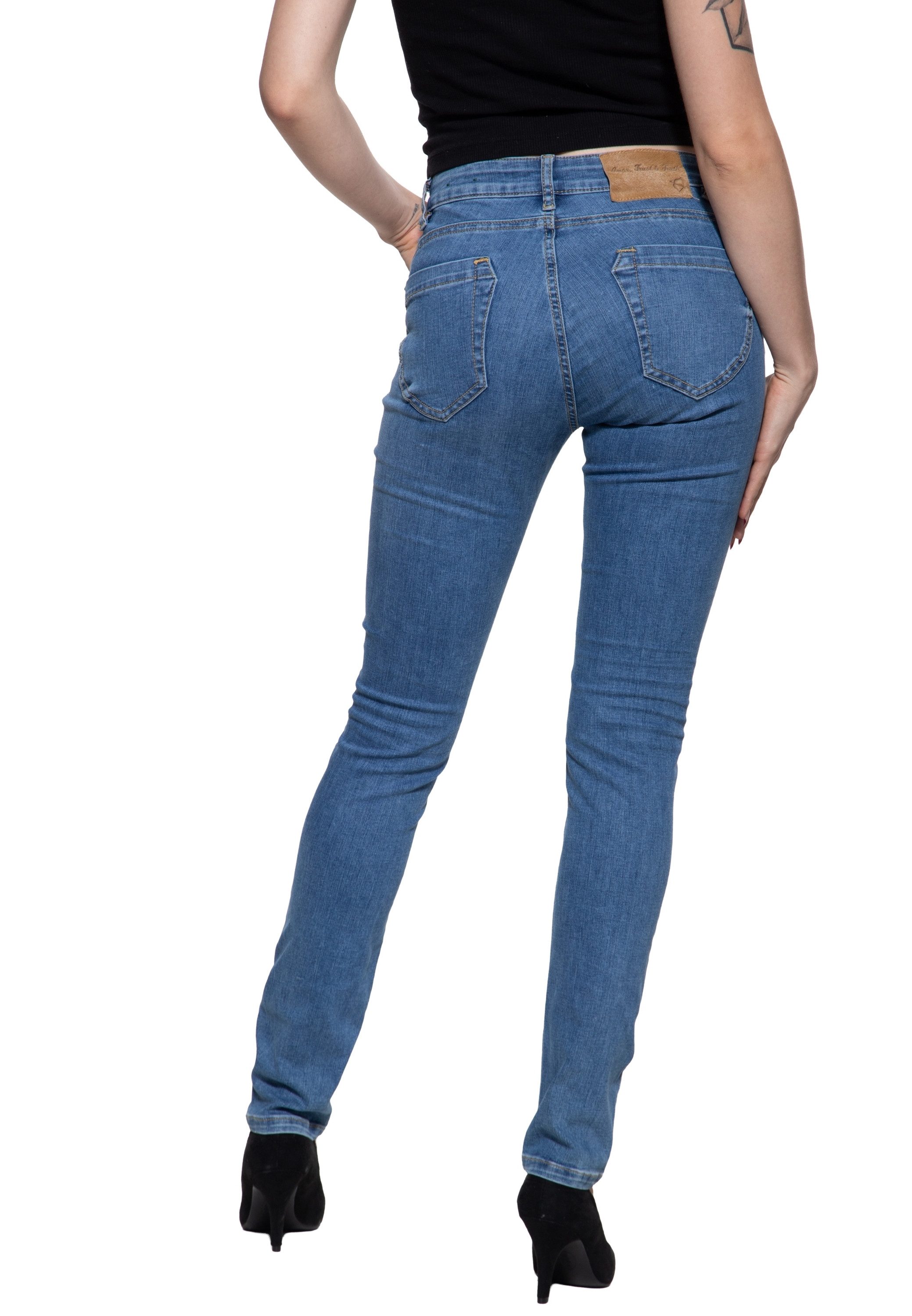 ATT Jeans Slim-fit-Jeans Zoe mit Patch in Fell-Optik