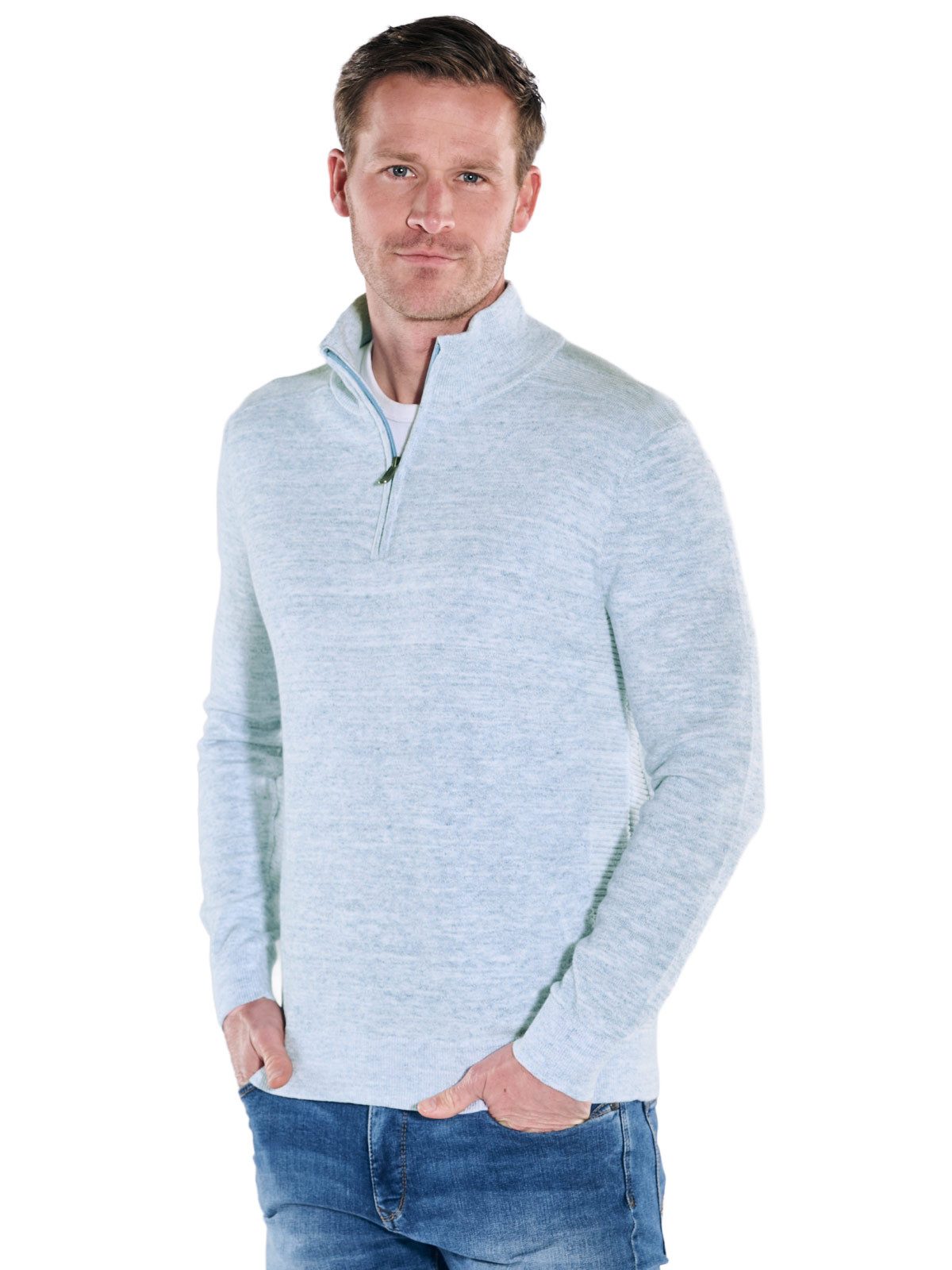 Engbers Stehkragenpullover Herren Pullover Polokragen, Hellblau