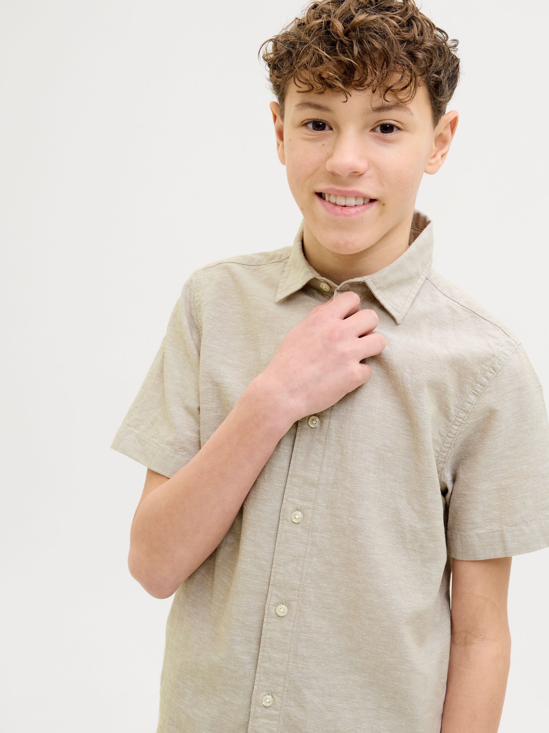 Jack & Jones Junior Kurzarmhemd JJBREEZE LINEN BLEND SHIRT S/S SN JNR