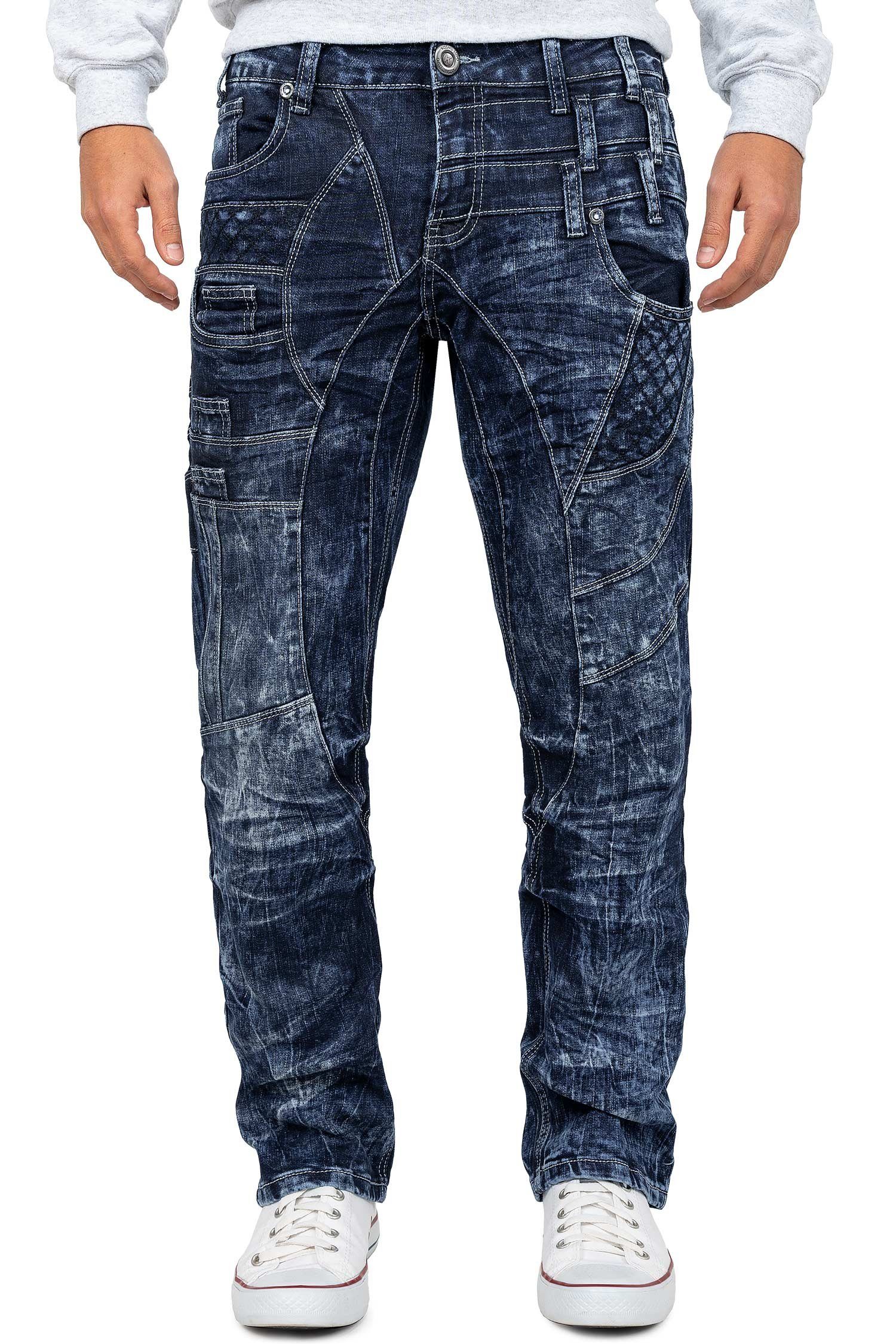 Kosmo Lupo 5-Pocket-Jeans Auffällige Regular Fit Hose Jeans BA-KM006 mit Verzierungen