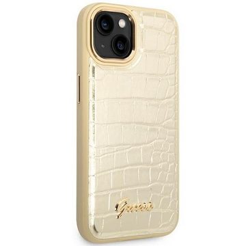 Guess Handyhülle Guess Apple iPhone 14 Plus Hardcase Schutzhülle Croco Collection Gold