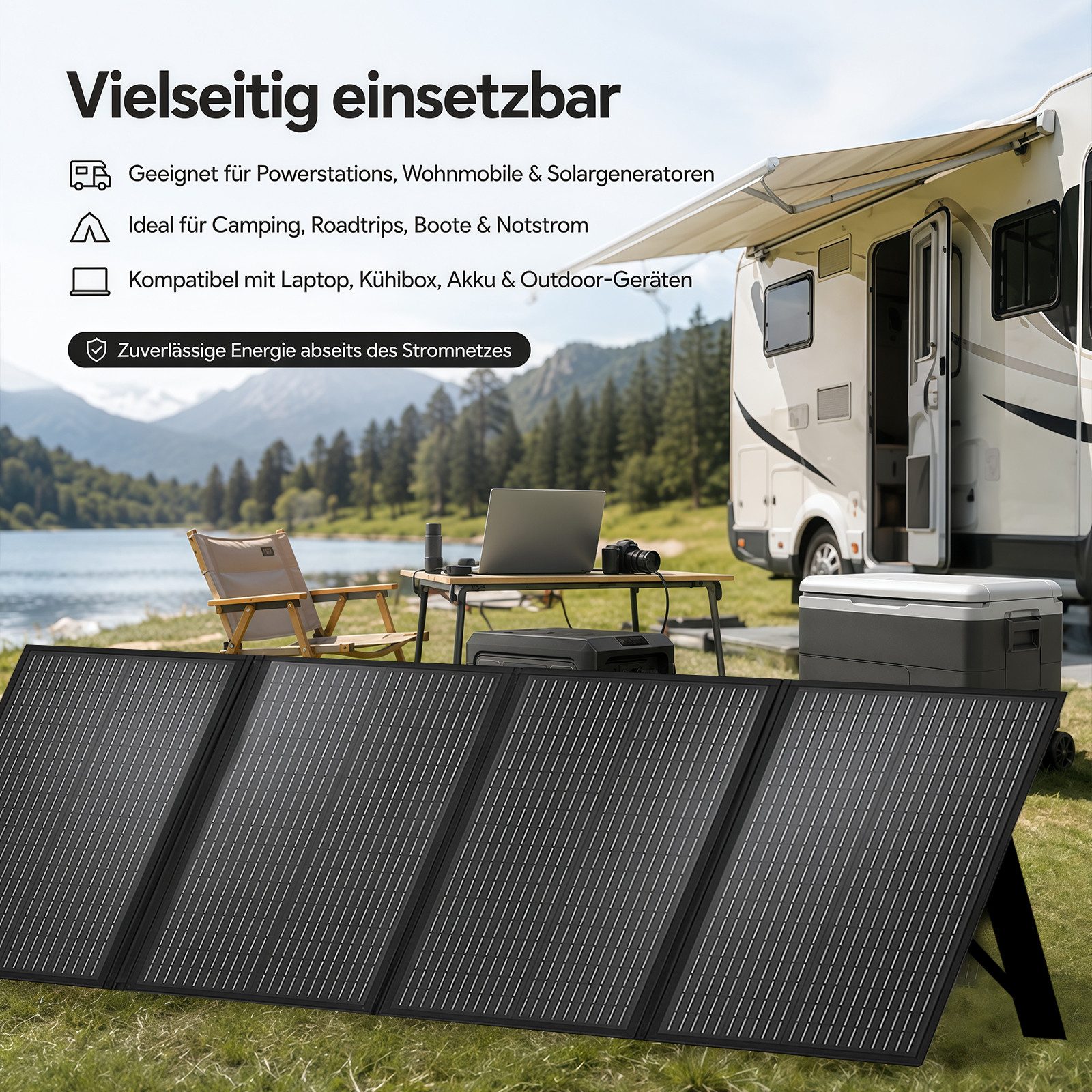 Rhein Beleuchtung Solarmodul Solar Panel 400W 36V, tragbares Solarpanel, faltbar & monokristallin, 400 W, Monokristallines Silizium, (1-St., Solarpanel Camping  – Bild 5 von 5