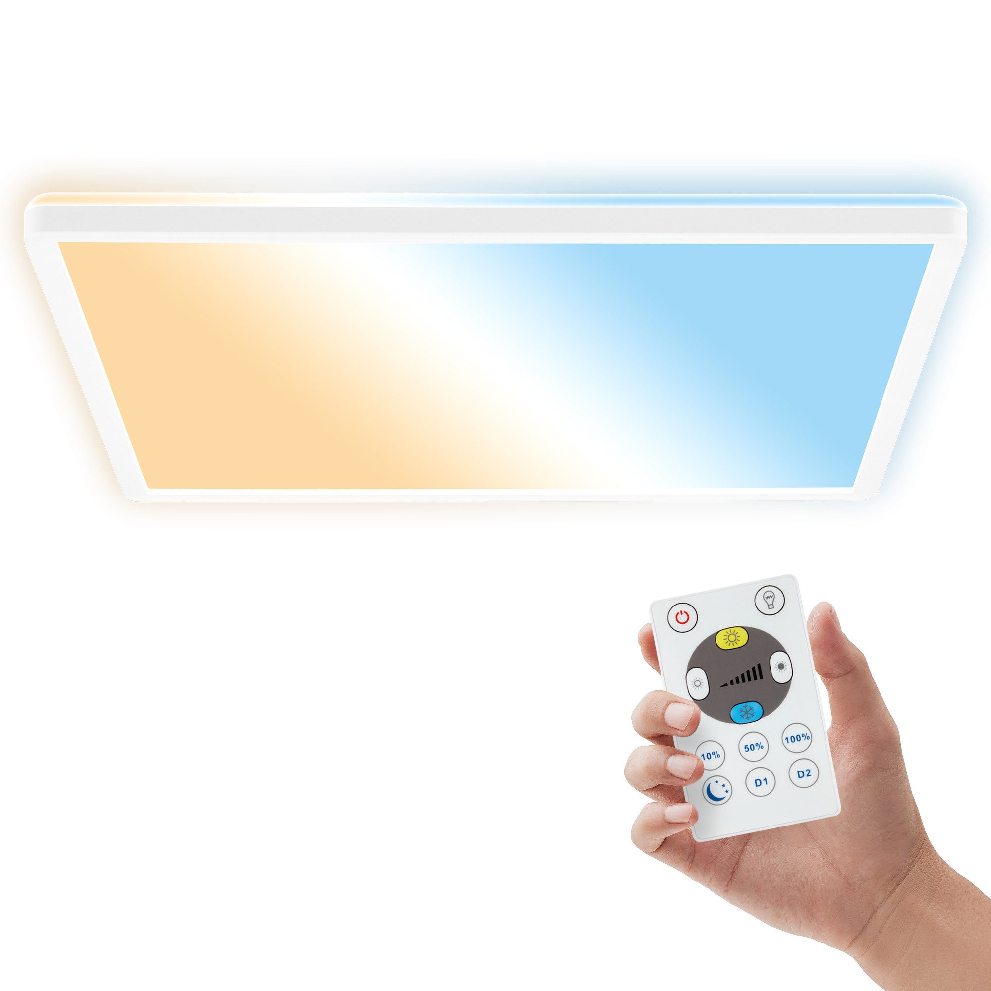 B.K.Licht LED Panel Deckenleuchte Wohnzimmer Flach Fernbedienung CCT Dimmbar IP44, LED fest integriert, CCT-Farbtemperatursteuerung, Badlampe, Badezimmer, Küche, Wohnzimmer