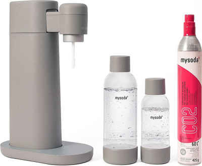 mySoda Wassersprudler Wassersprudler Toby Set inkl. CO2 Zylinder 1l+0.5l BPA-freie Flaschen, (Wassersprudler, 1L+ 0,5L Wasserflaschen, CO2 Zylinder 60L), Adapter, Ausziehbare Auffangschale, Co2-Austauschzylinder, Flaschen