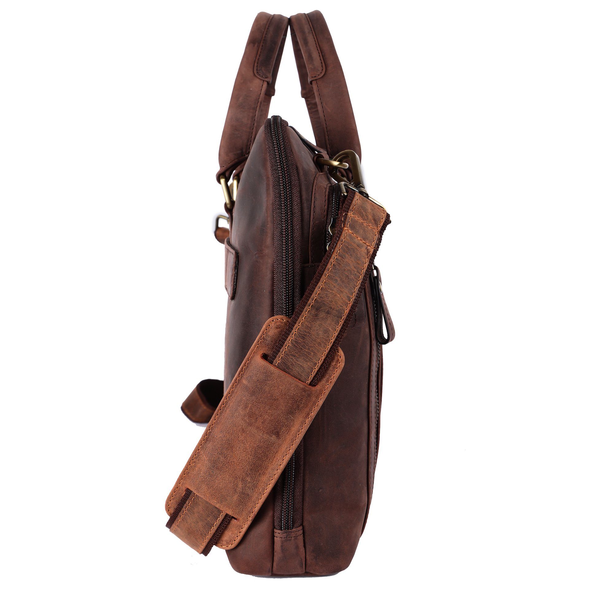 Benthill Aktentasche Echt Leder Laptoptasche Notebooktasche Umhängetasche Laptoptasche, Schultergurt / Umhängegurt Reißverschlussfach