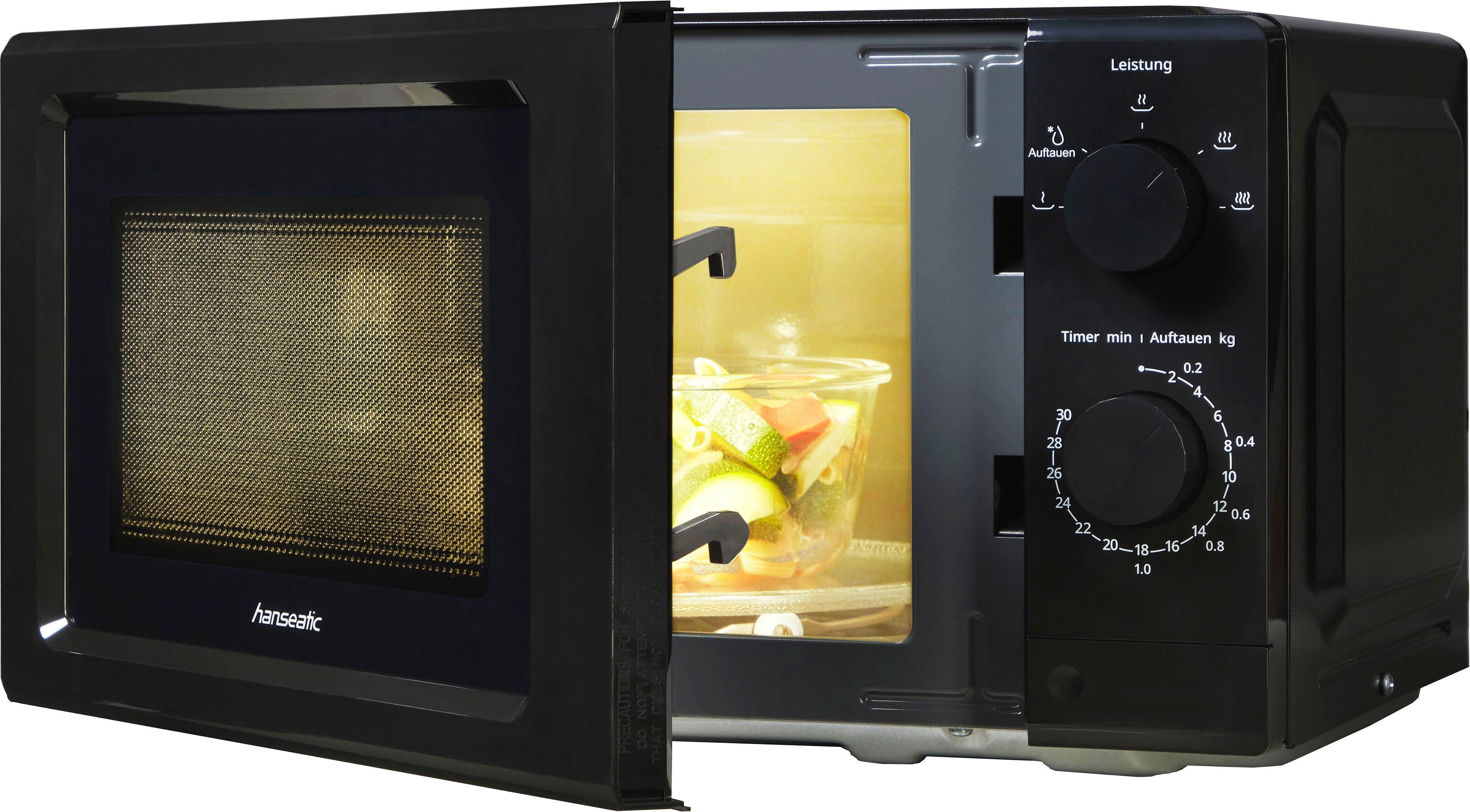 Hanseatic Mikrowelle HM19B1M, Mikrowelle, 19 l, Leistung 700 W, Auftaufunktion, 5 Leistungsstufen
