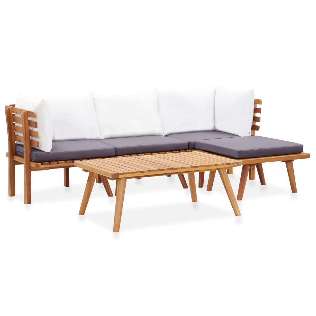 vidaXL Gartenlounge-Set 5-tlg. Garten-Lounge-Set Massivholz, (1-tlg)