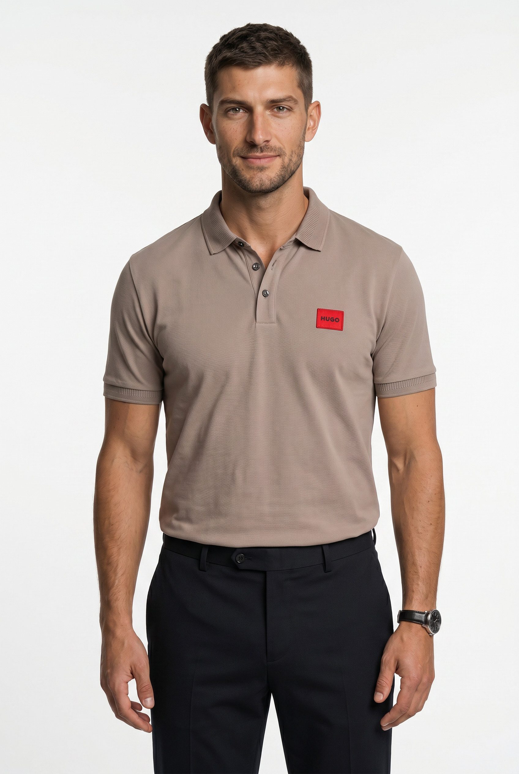 HUGO Poloshirt Dereso Slim Fit, Kurzarm, HUGO Weblabel