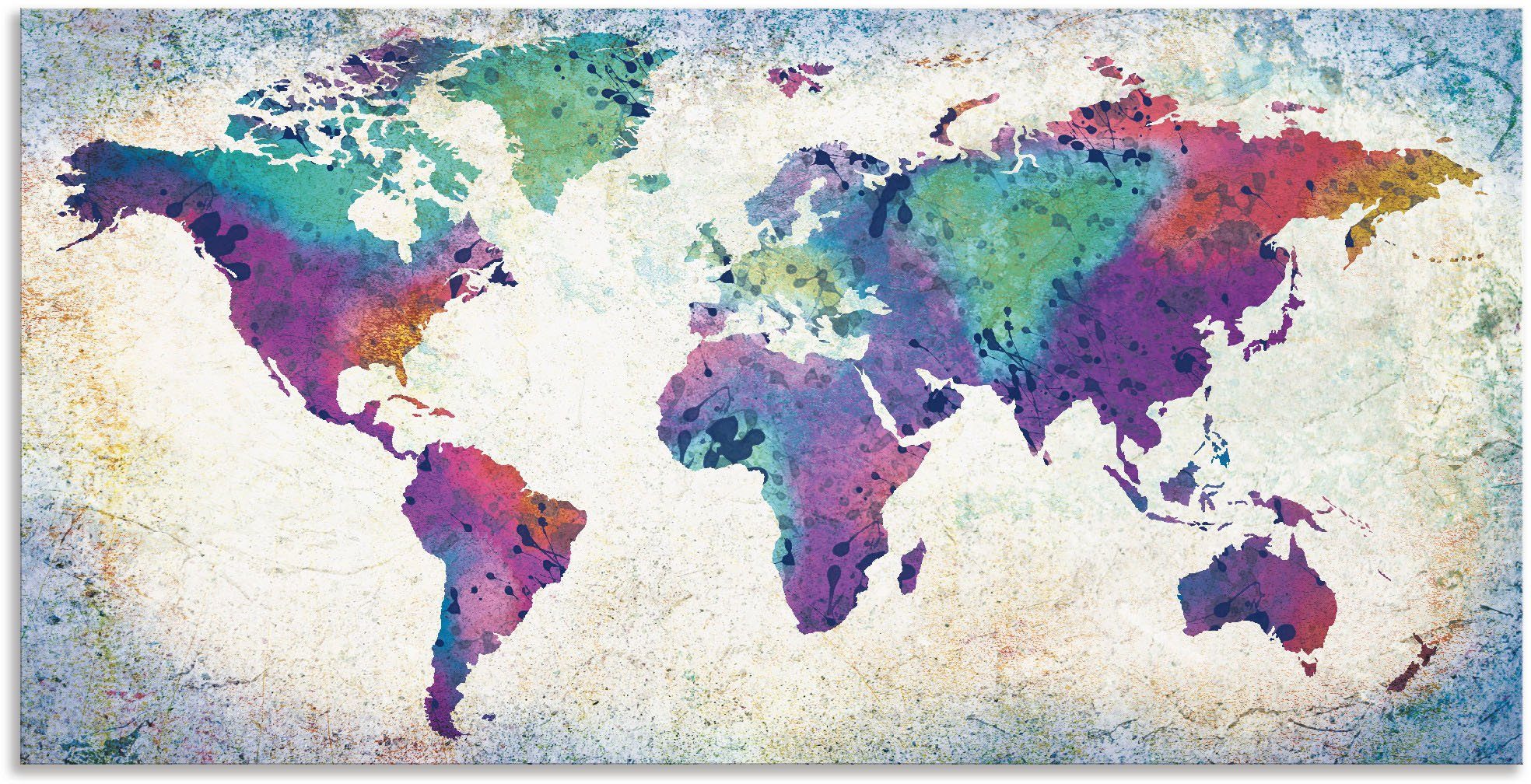 Artland Wandbild »bunte Weltkarte«, Land- & Weltkarten (1 Stück), in vielen Größen & Produktarten - Alubild / Outdoorbild für den Außenbereich, Leinwandbild, Poster, Wandaufkleber / Wandtattoo auch für Badezimmer geeignet-Otto