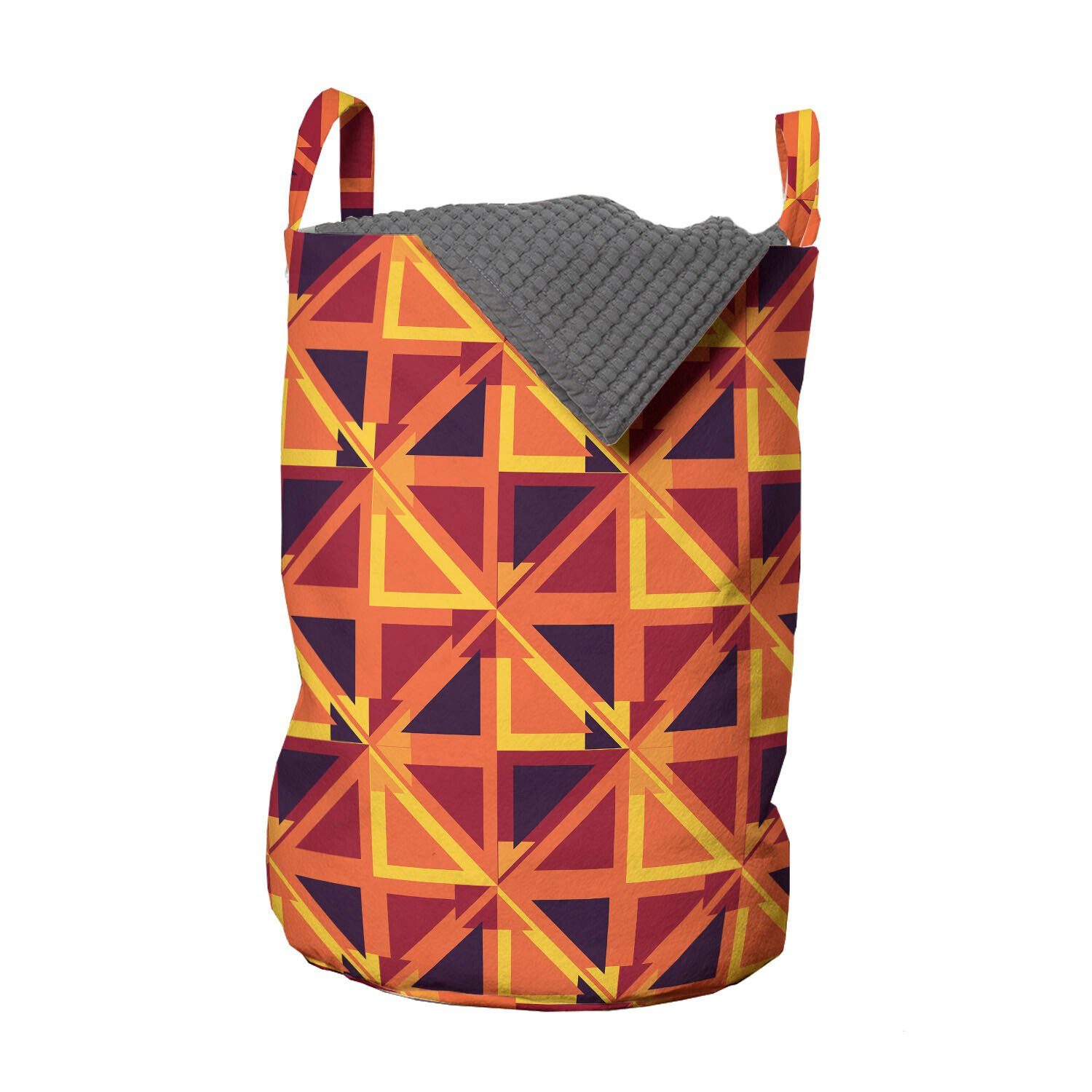 Abakuhaus Wäschesäckchen Wäschekorb mit Griffen Kordelzugverschluss für Waschsalons, Geometrisch Warmtonige Triangles