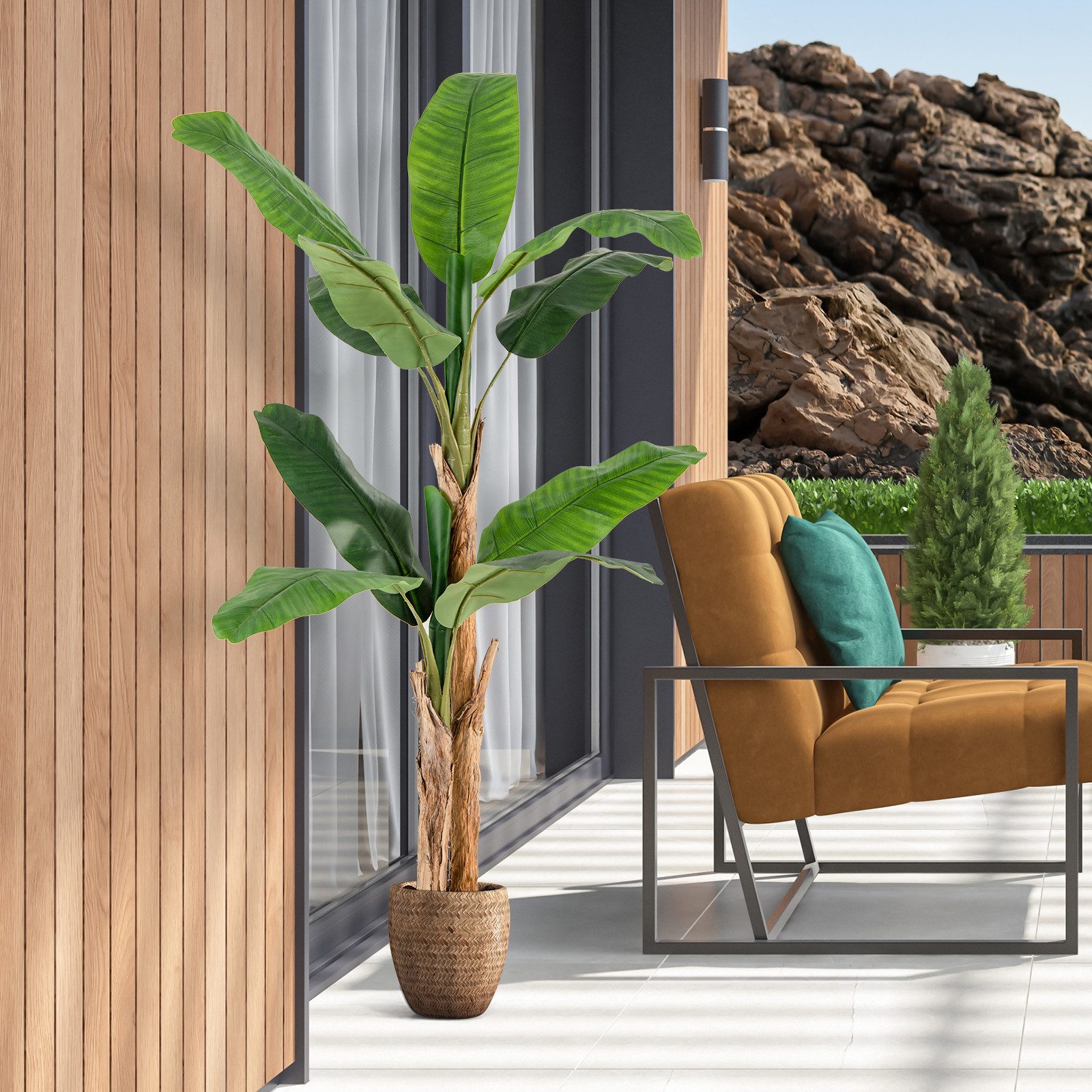 Kunstpflanze Bananenbaum, KOMFOTTEU, Höhe 165 cm, Künstliche Pflanze Banane günstig online kaufen