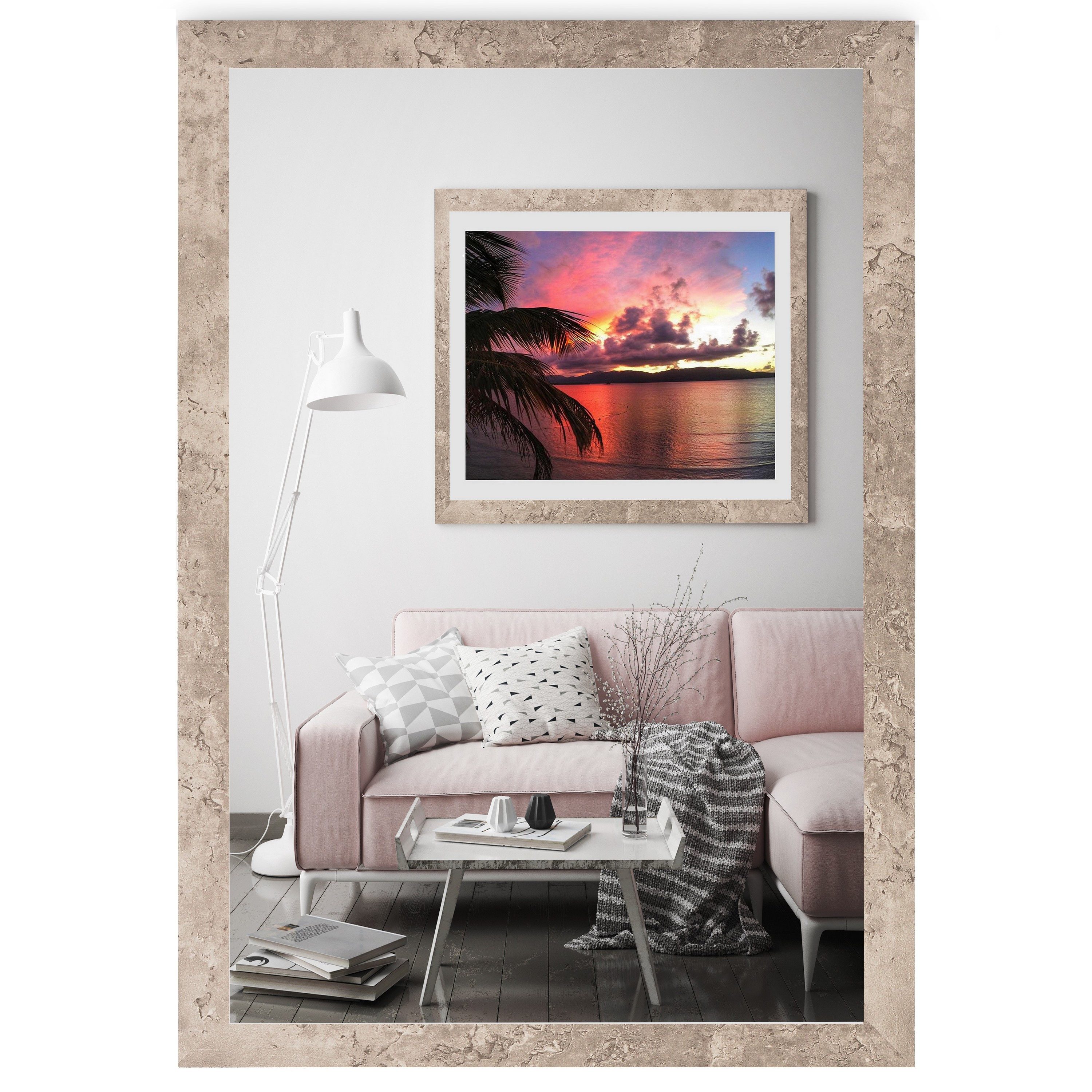 PCH[art] Bilderrahmen Rahmen New Alaya, Farbe: Beton Optik, Größe: 10x15 bis 90x120 cm, für 1 Bilder, UV-beständiges Kunstglas, Leiste ummantelt mit Folie