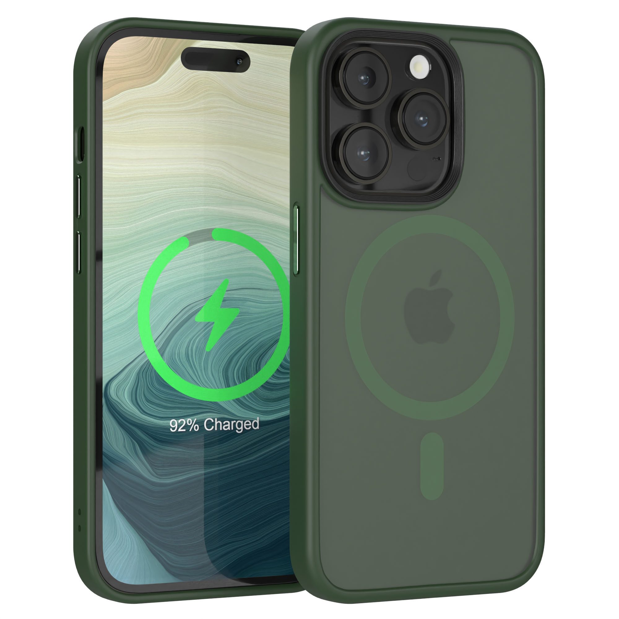 EAZY CASE Handyhülle Outdoor Case MagSafe Matt für Apple iPhone 14 Pro 6,1 Zoll, Qi Charging kompatibel Magsafefunktion Slimcover Displayschutz Grün