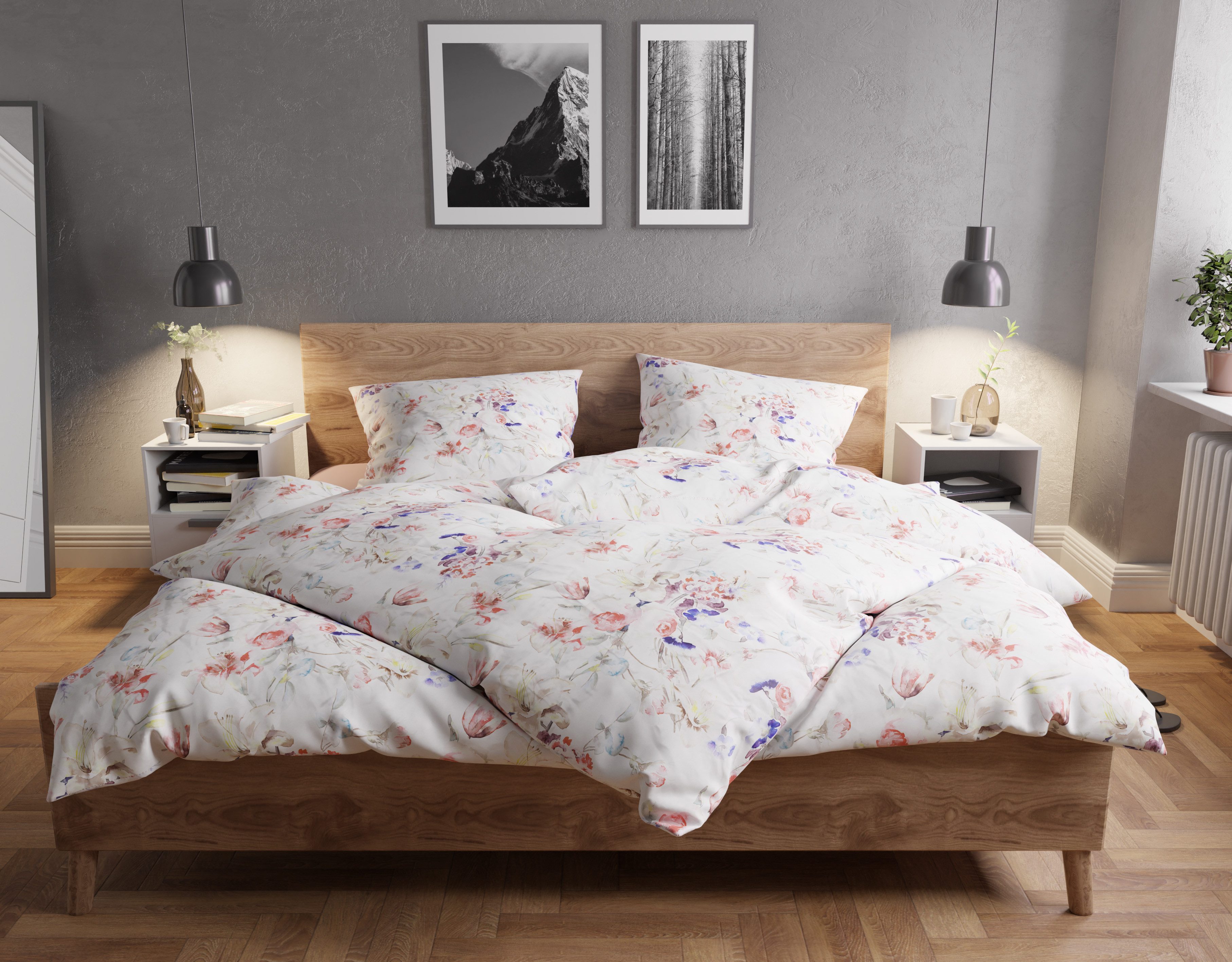 BETTWAESCHE-MIT-STIL Bettwäsche Mako Satin Bettwäsche Watercolor günstig online kaufen