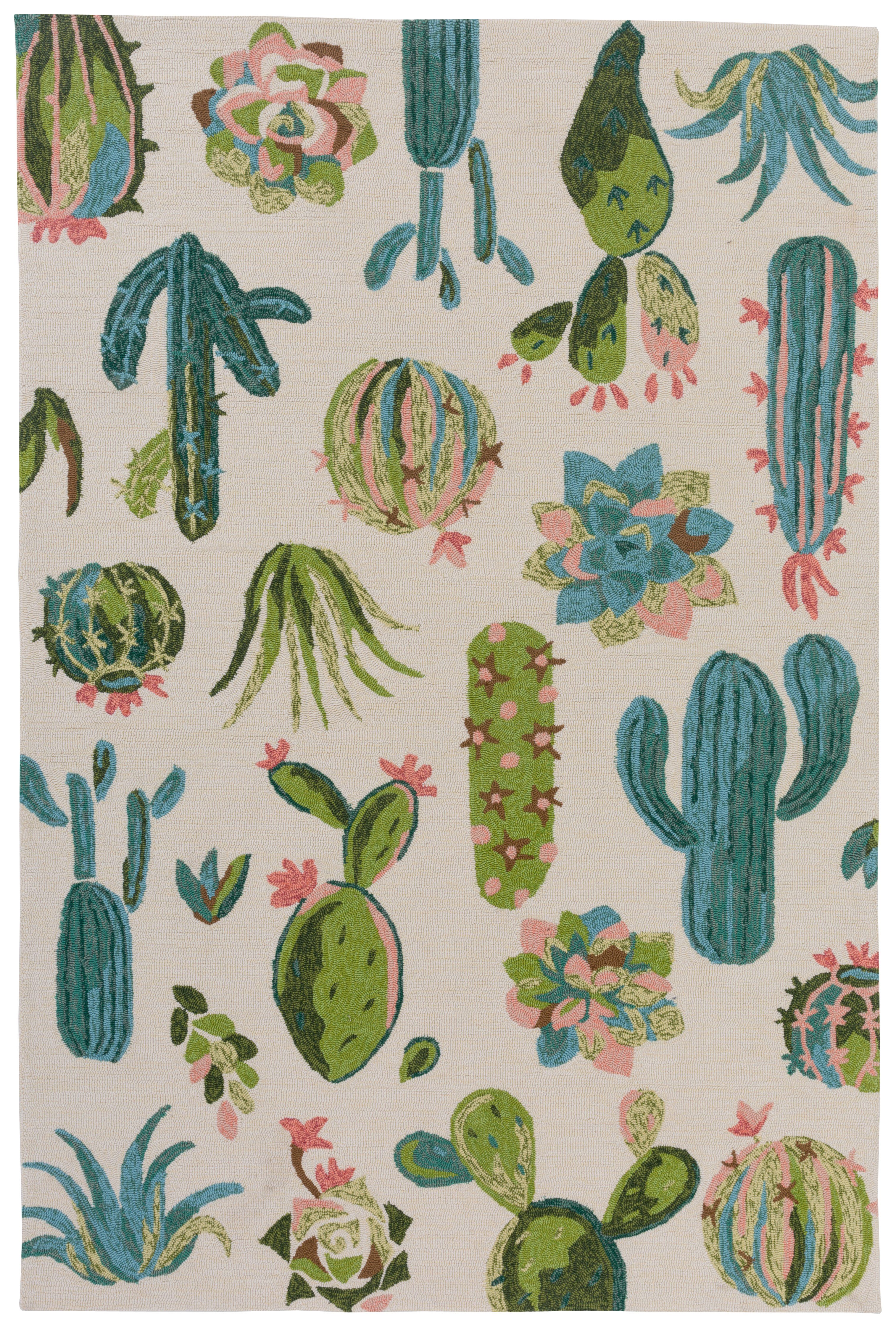 Gino Falcone Teppich Rosetta 021 Kakteen, rechteckig, Höhe: 15 mm, besonders weich durch Microfaser, In- und Outdoor geeignet, Wohnzimmer. Reduzierter Preis € 69,00. Unverbindliche Preisempfehlung € 119,00