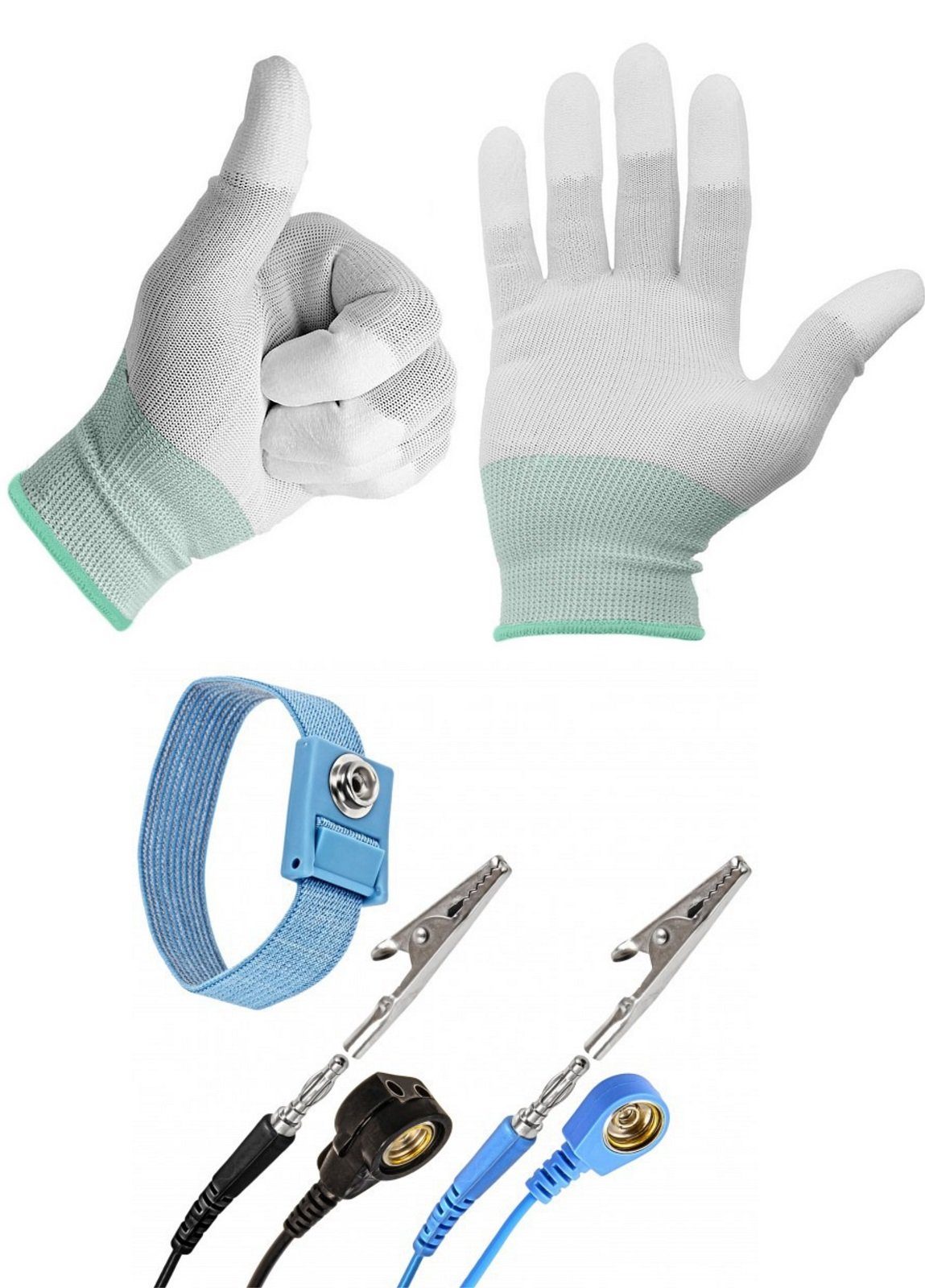 Minadax Reparatur-Set Anti Statik Erdungs Band ESD Manschette 1,7m + Handschuhe