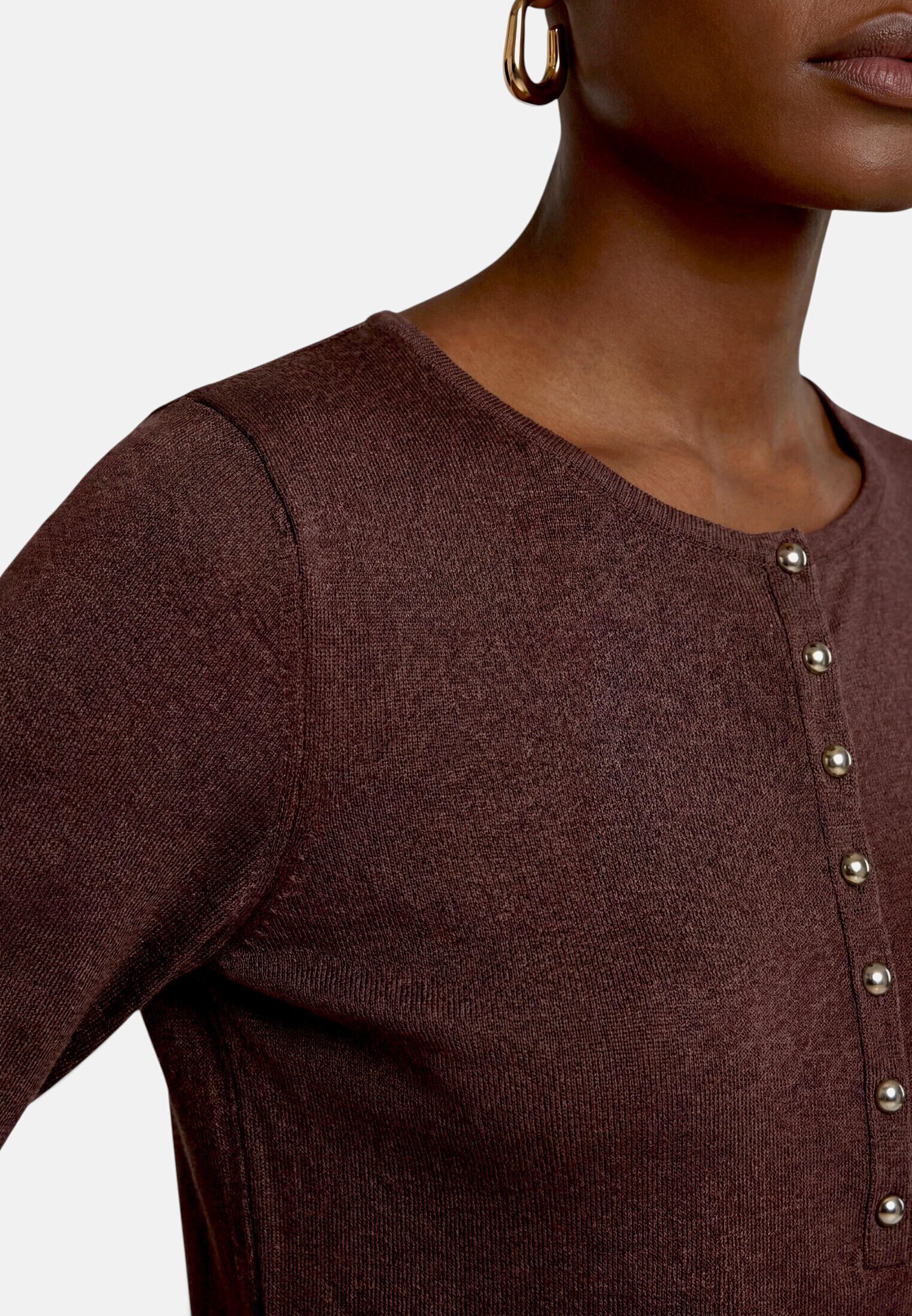 Zero Kurzarmshirt Damen mit Knopfleiste (1-tlg) Material – Bild 4 von 5